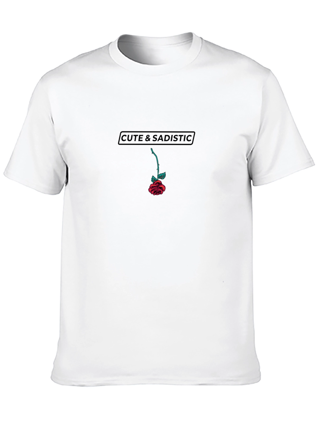 Cute & Sadistic Rose Graphic Black T-Shirt