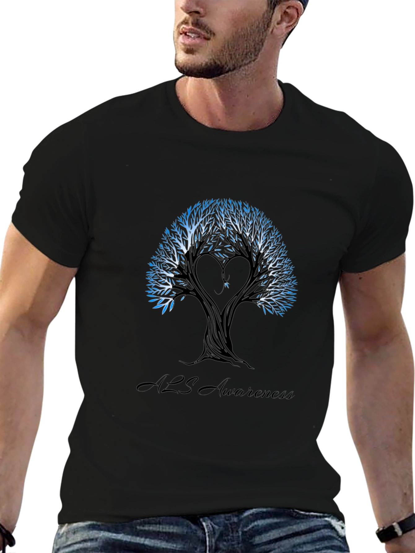 ALS Awareness Tree T-Shirt - Unisex Black Tee