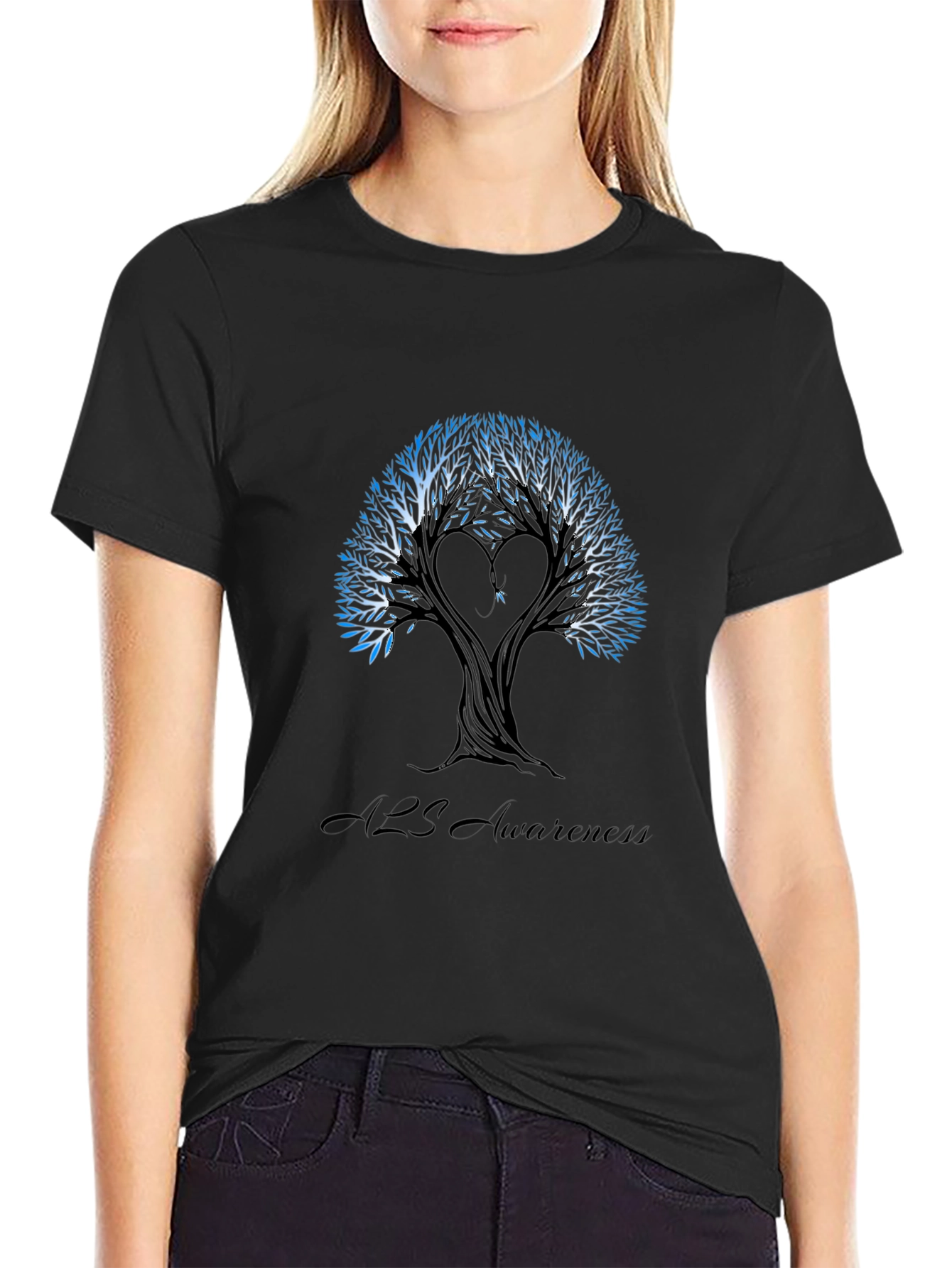ALS Awareness Tree T-Shirt - Unisex Black Tee