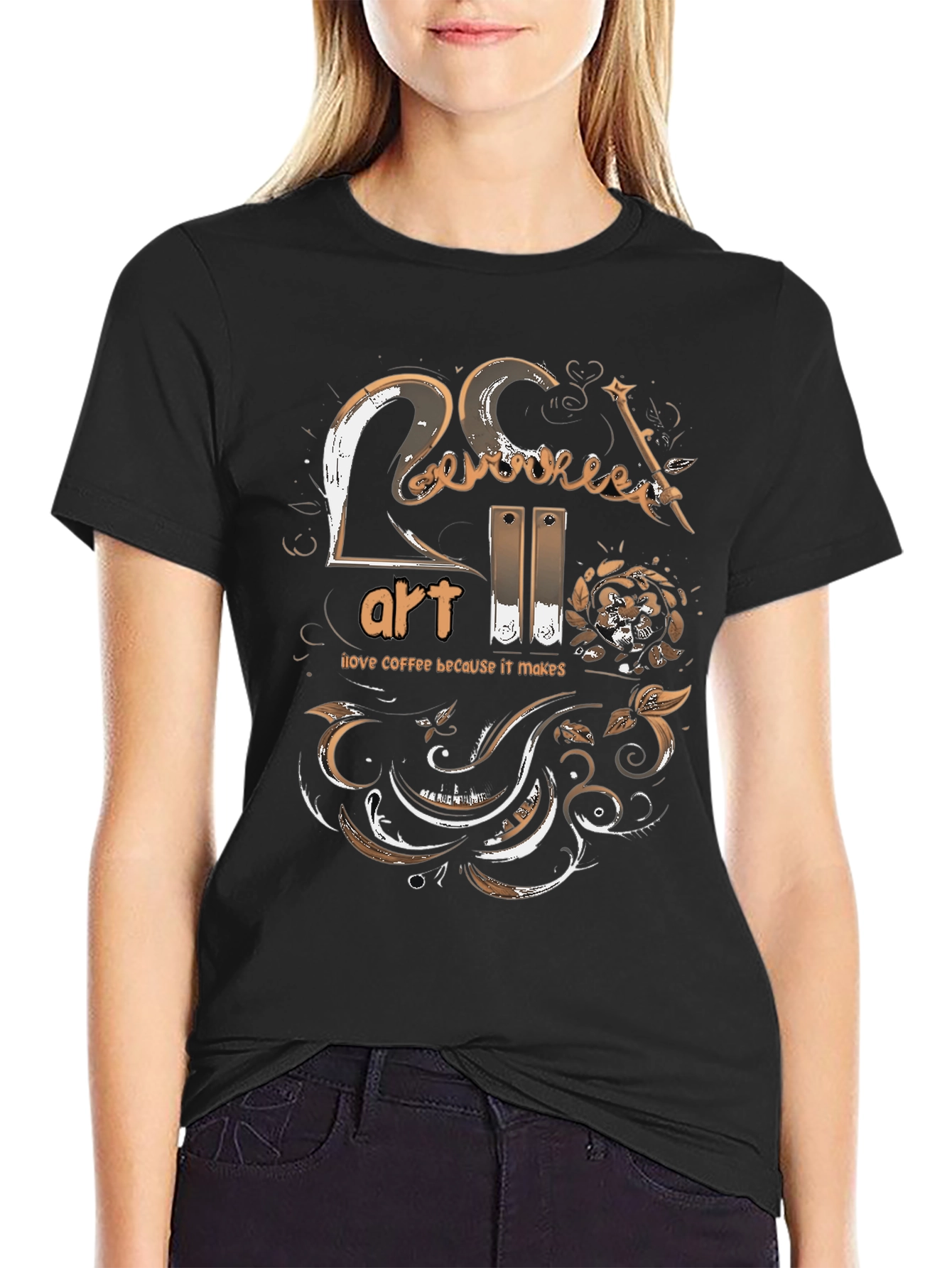Coffee Makes Art Graphic Tee - Black