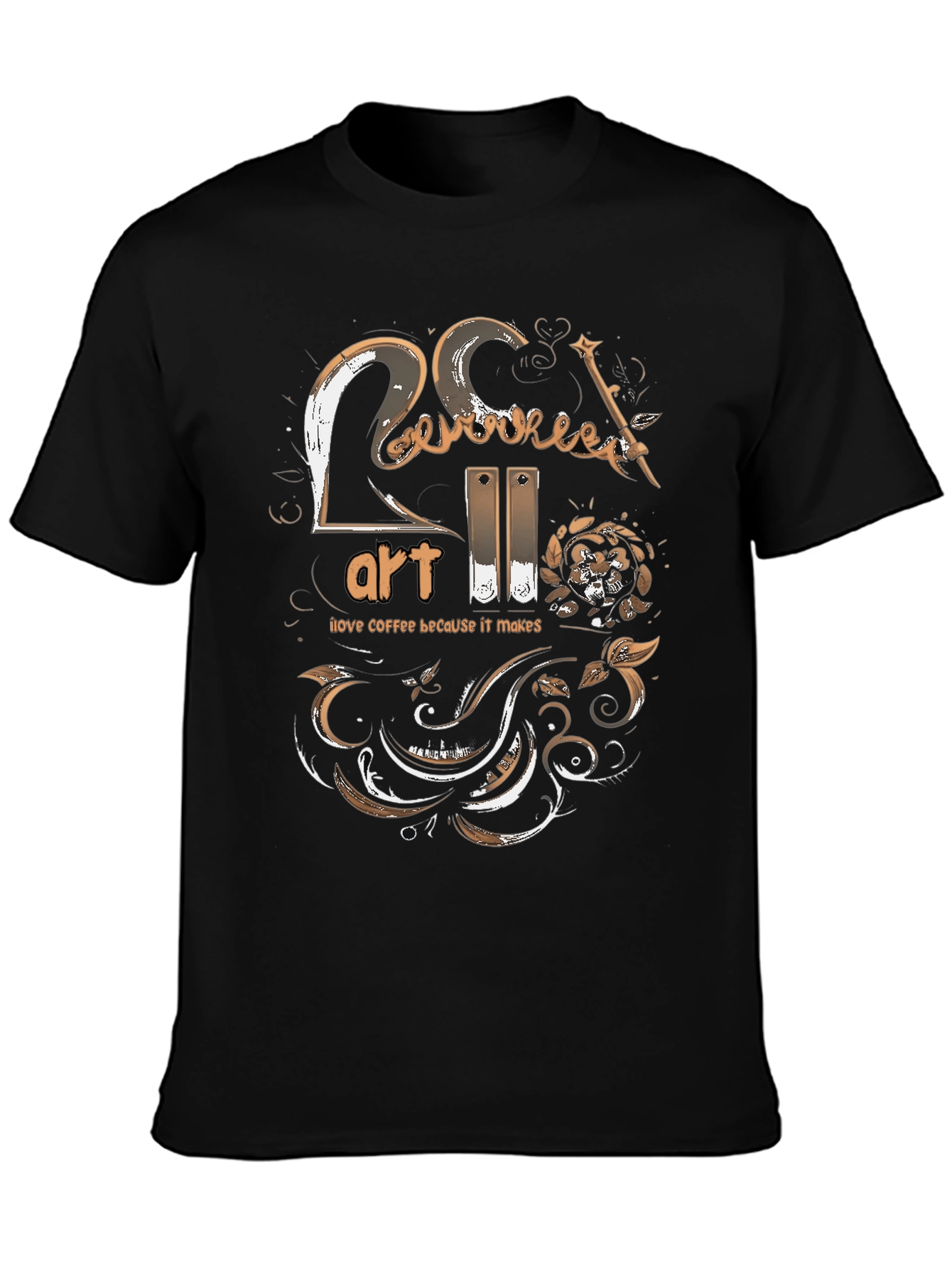 Coffee Makes Art Graphic Tee - Black
