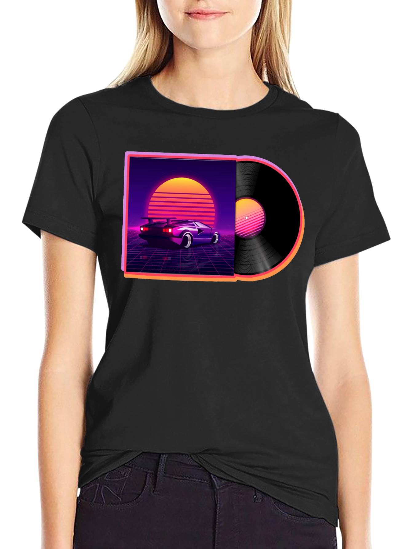 Retro Wave Vinyl T-Shirt - Classic Car Design