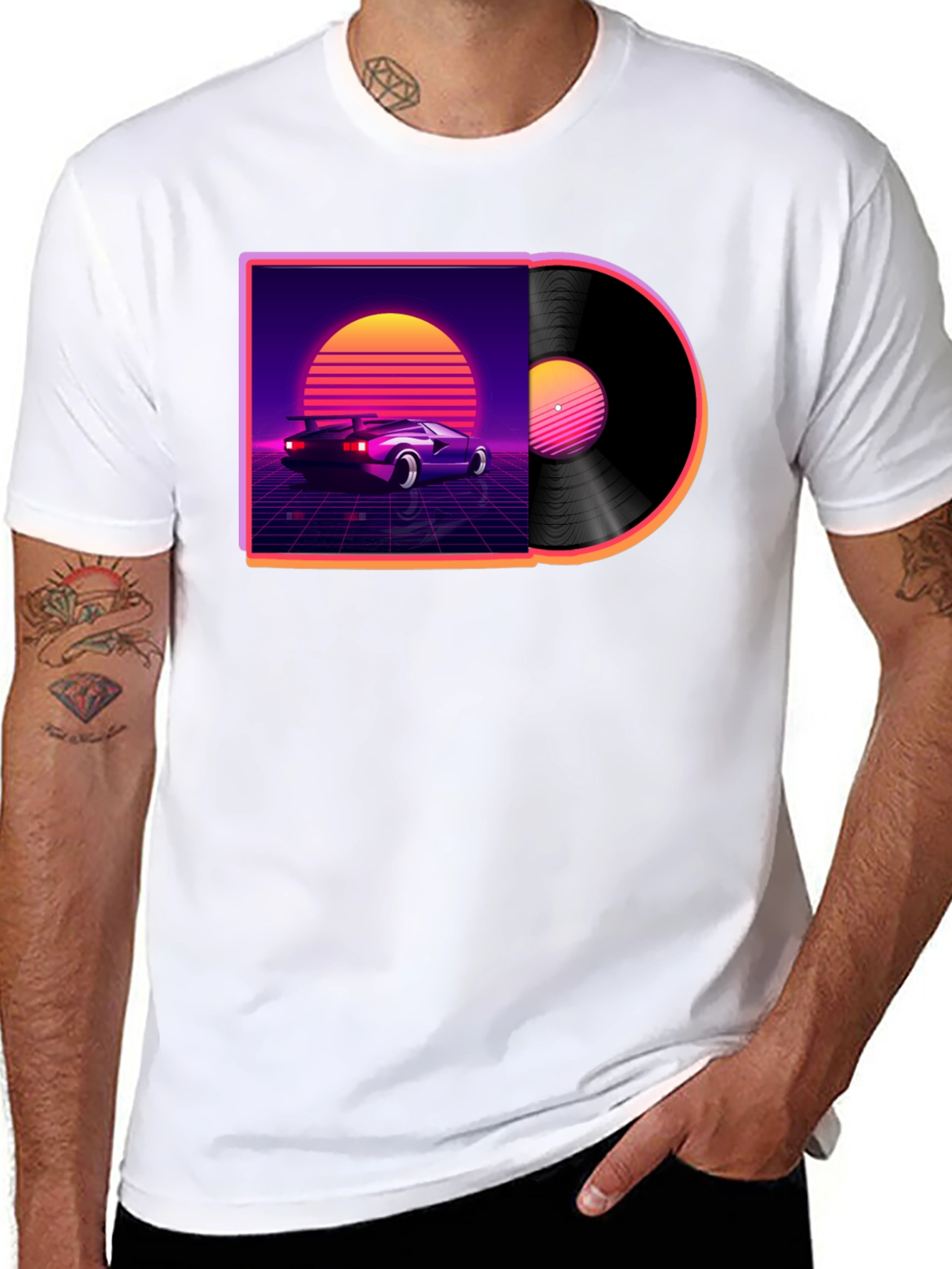 Retro Wave Vinyl T-Shirt - Classic Car Design
