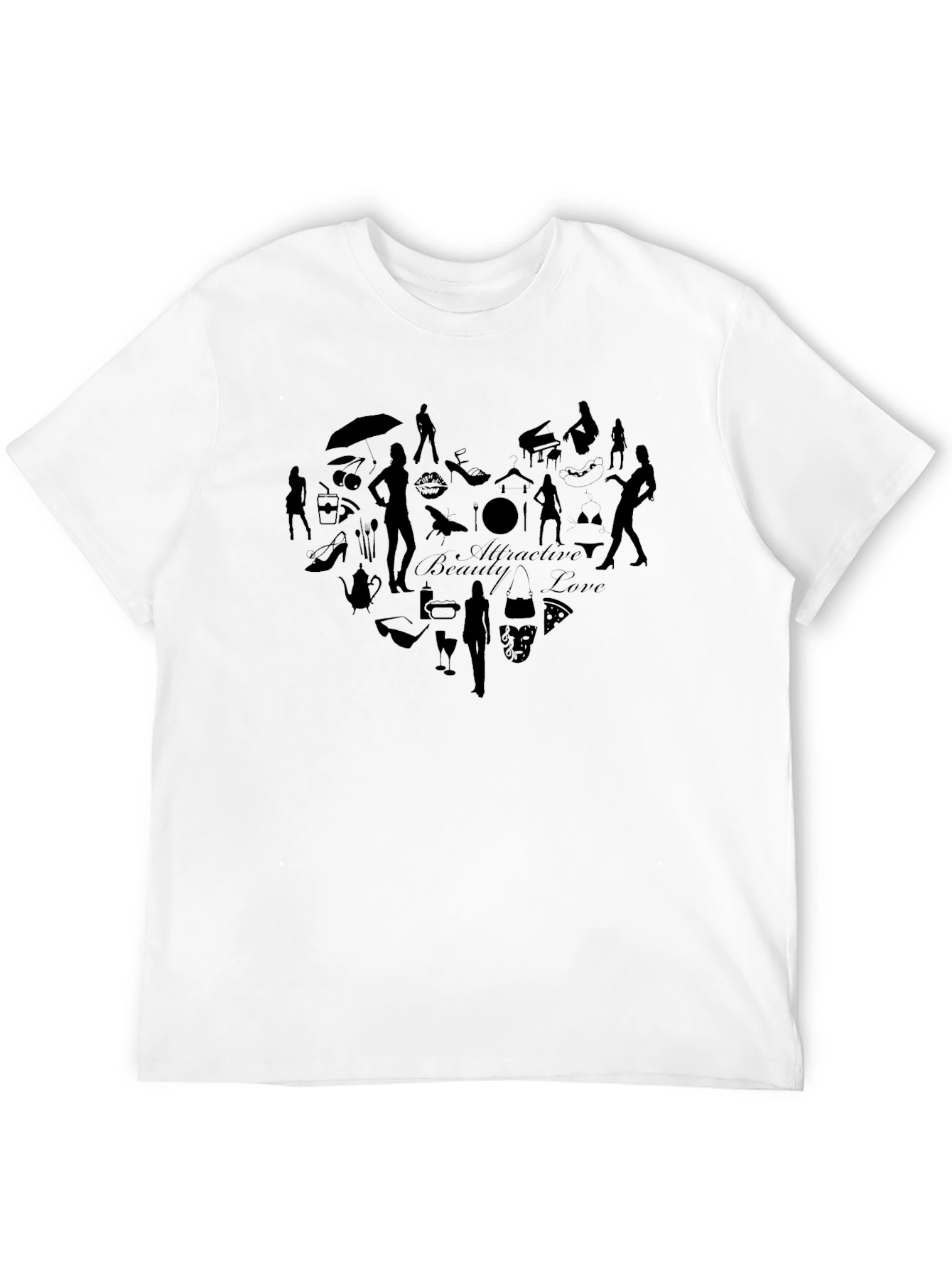 Mens Black T-Shirt with Heart Design