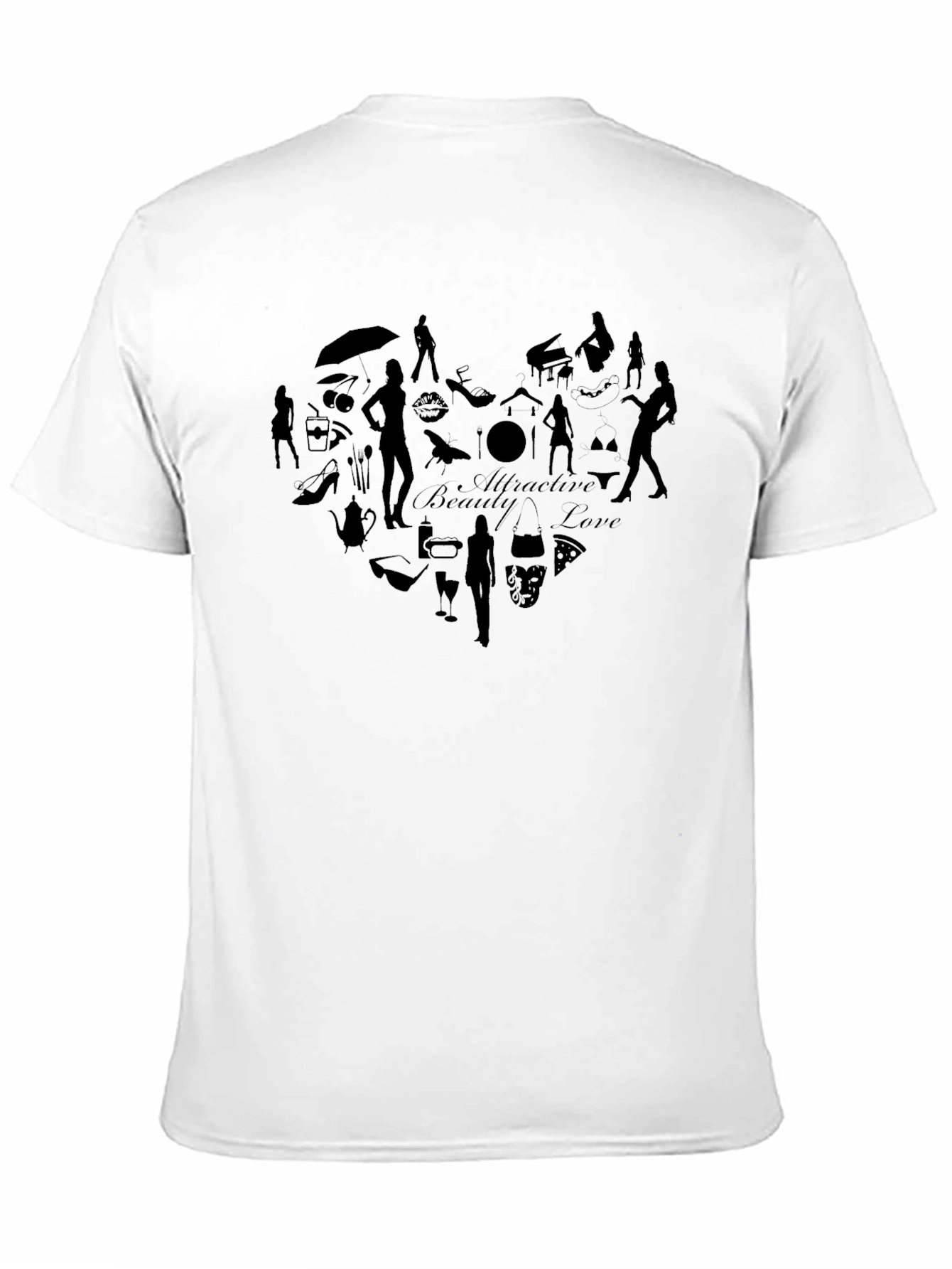 Mens Black T-Shirt with Heart Design