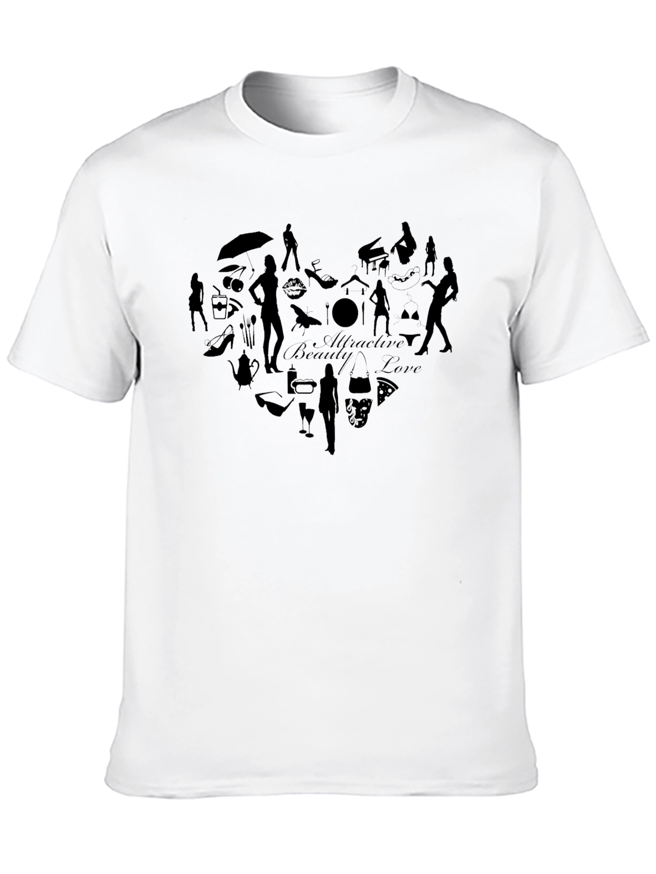 Mens Black T-Shirt with Heart Design