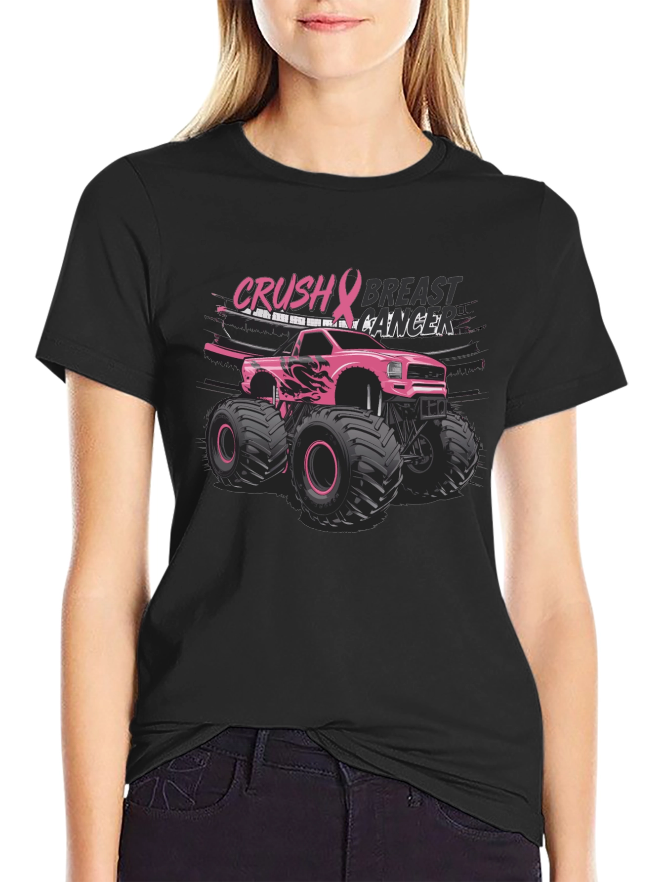 Crush Breast Cancer Monster Truck T-Shirt