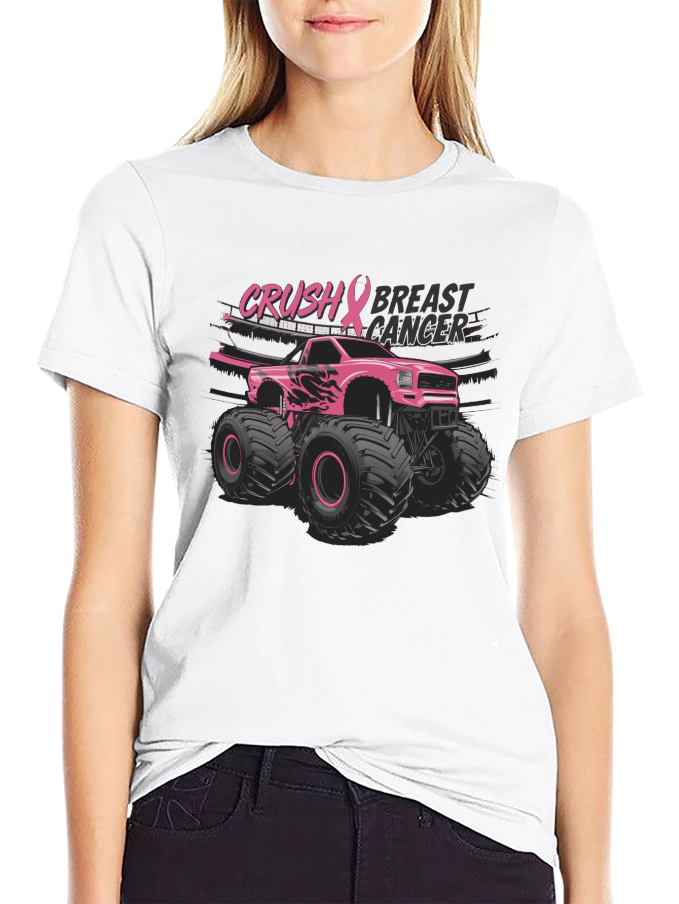 Crush Breast Cancer Monster Truck T-Shirt