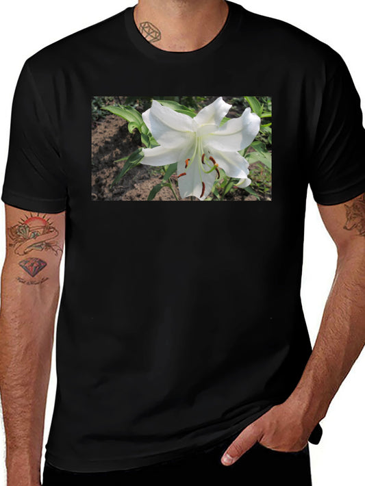 White Lily Graphic Tee - Soft Cotton Blend