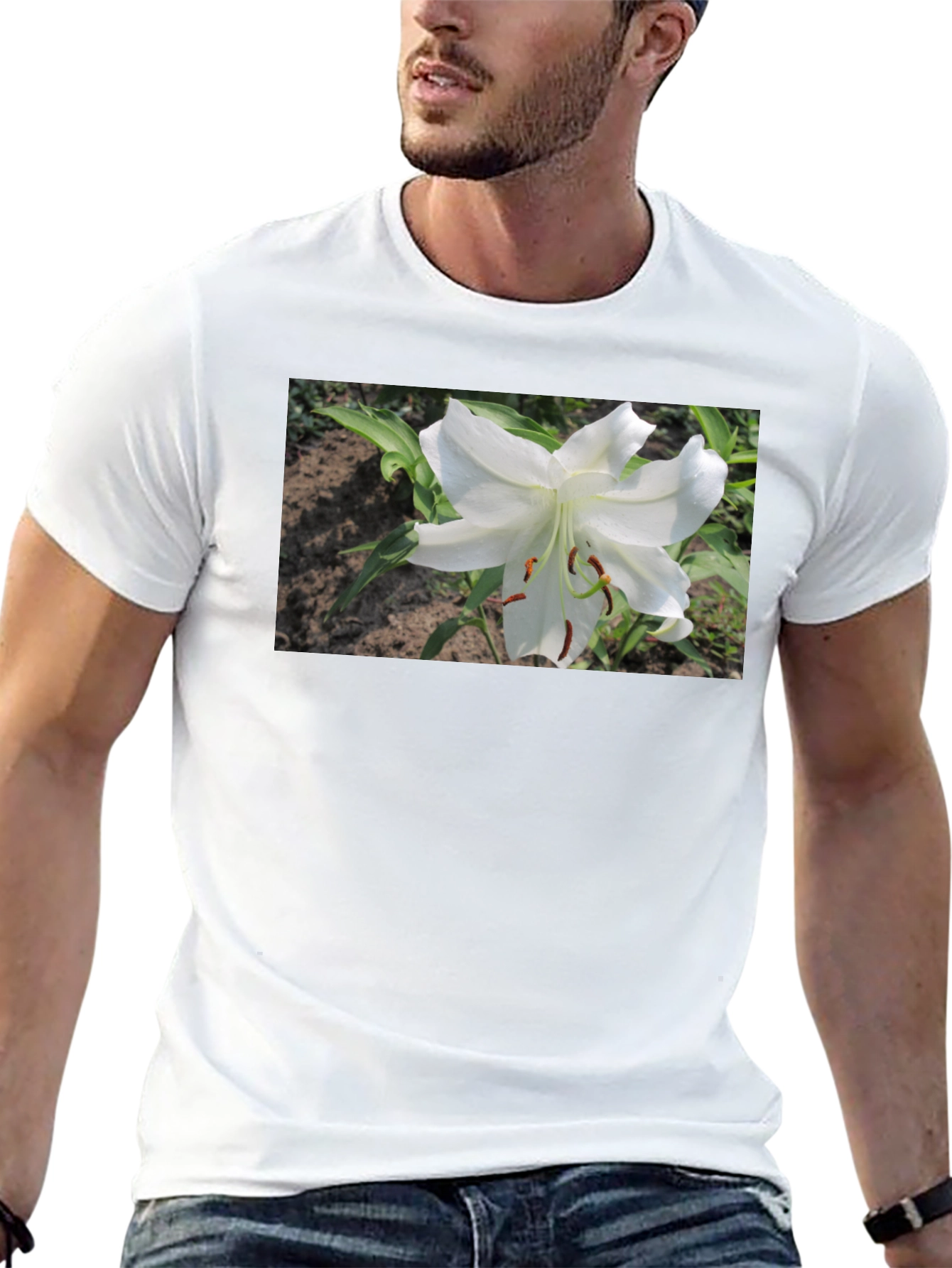 White Lily Graphic Tee - Soft Cotton Blend