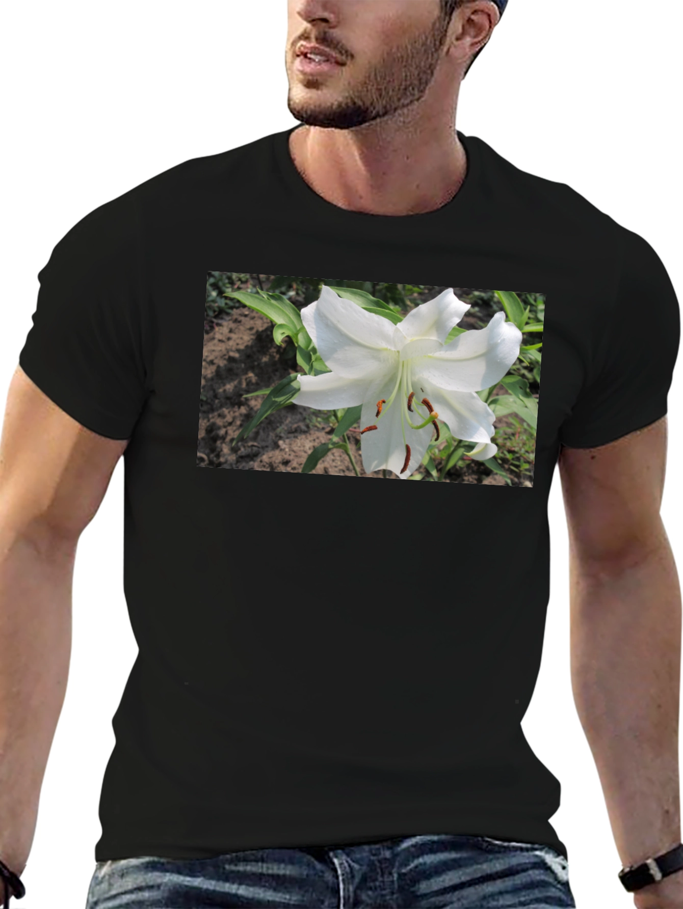 White Lily Graphic Tee - Soft Cotton Blend