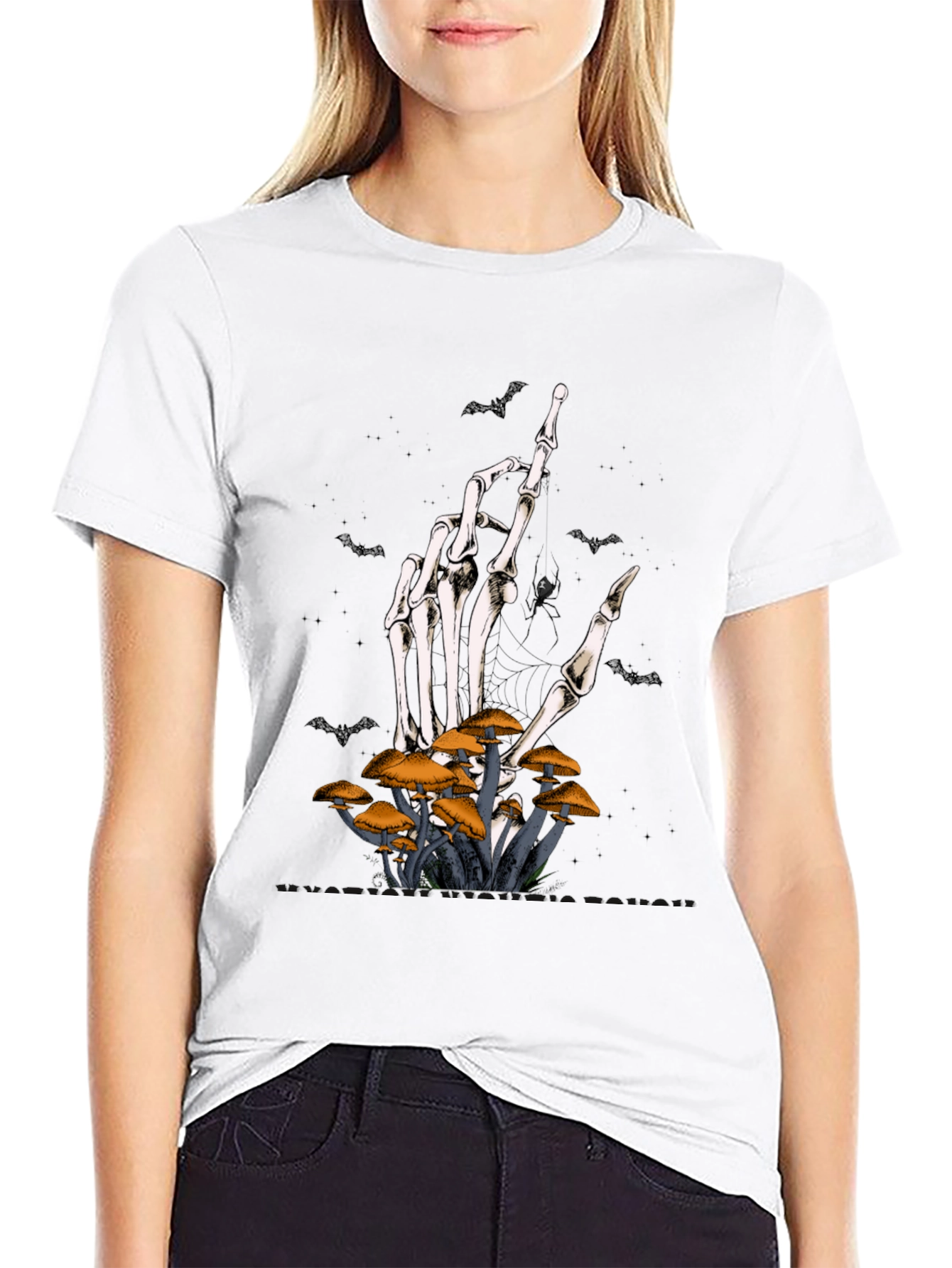 Halloween Skeleton Hand & Mushroom T-Shirt