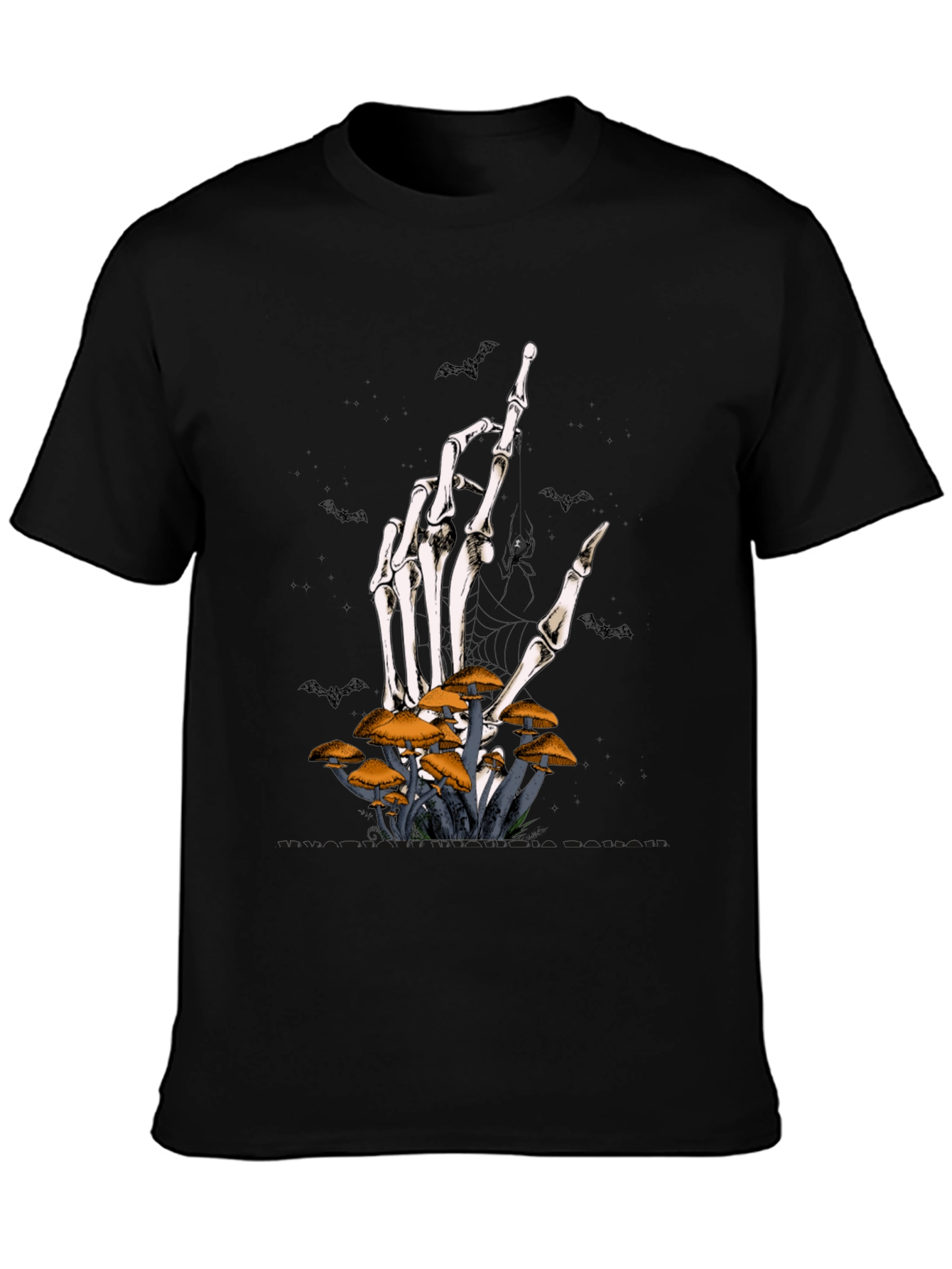 Halloween Skeleton Hand & Mushroom T-Shirt