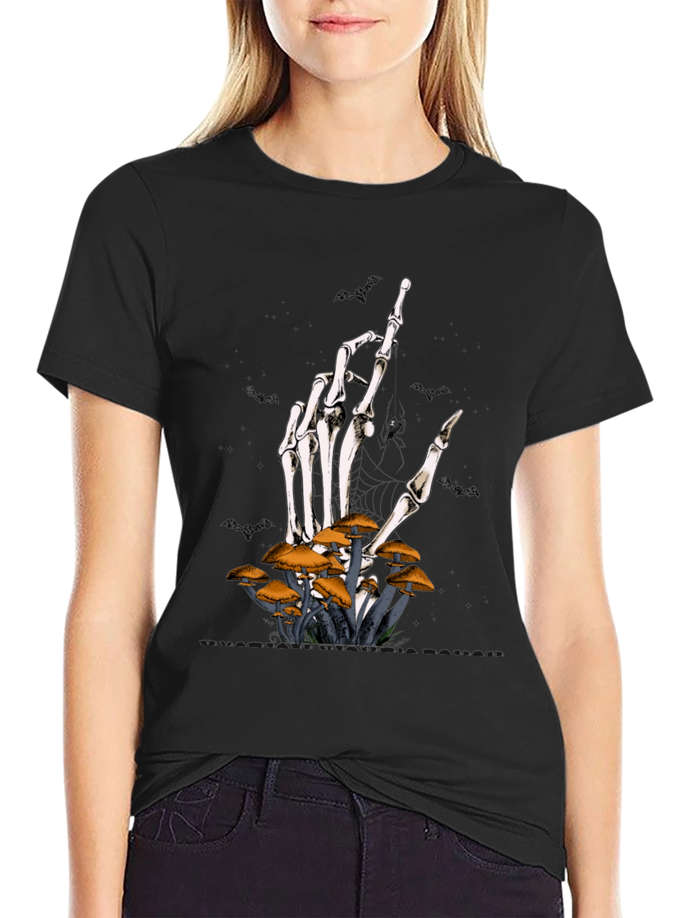 Halloween Skeleton Hand & Mushroom T-Shirt