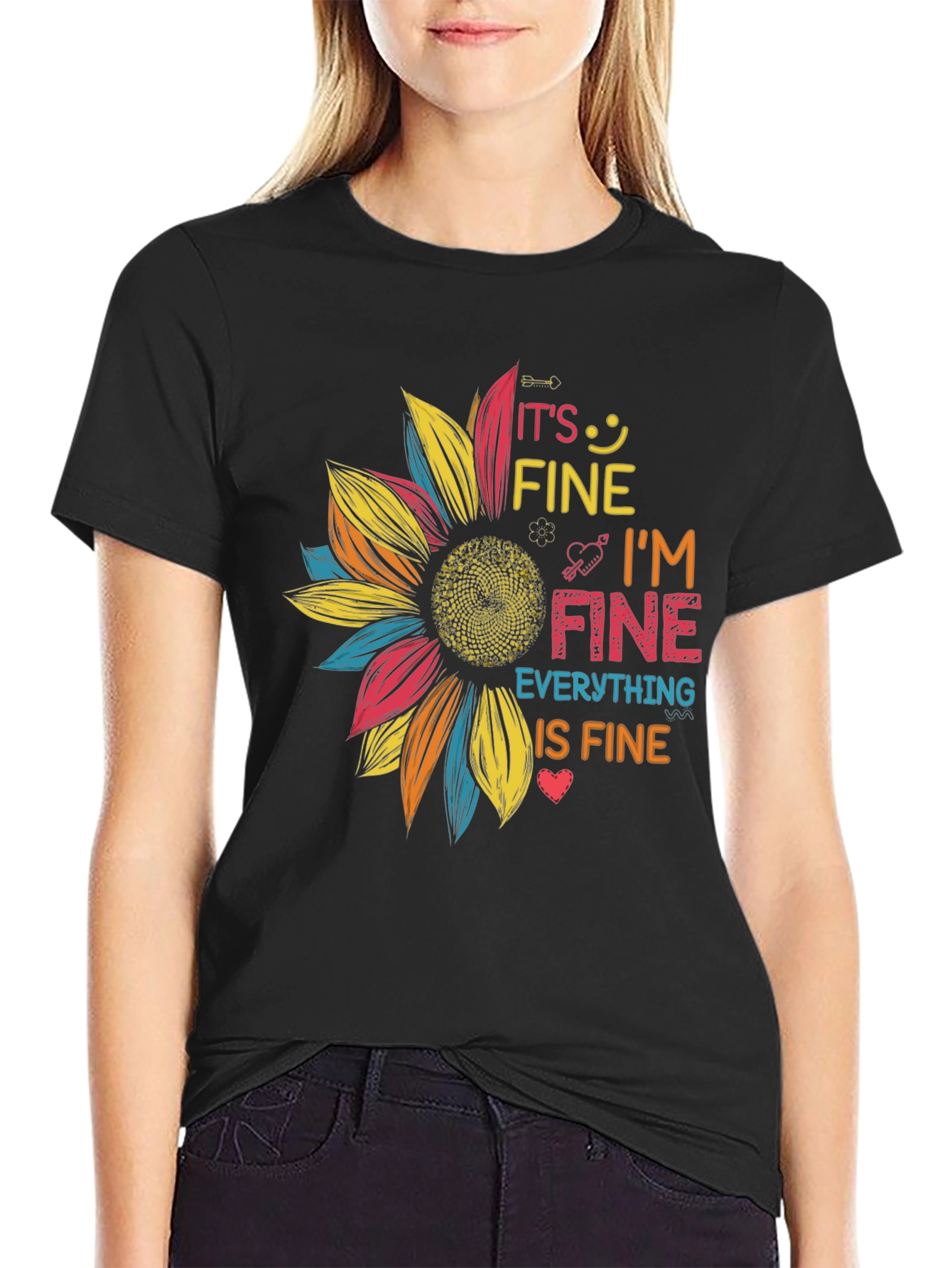 Its Fine Im Fine Sunflower Graphic Tee