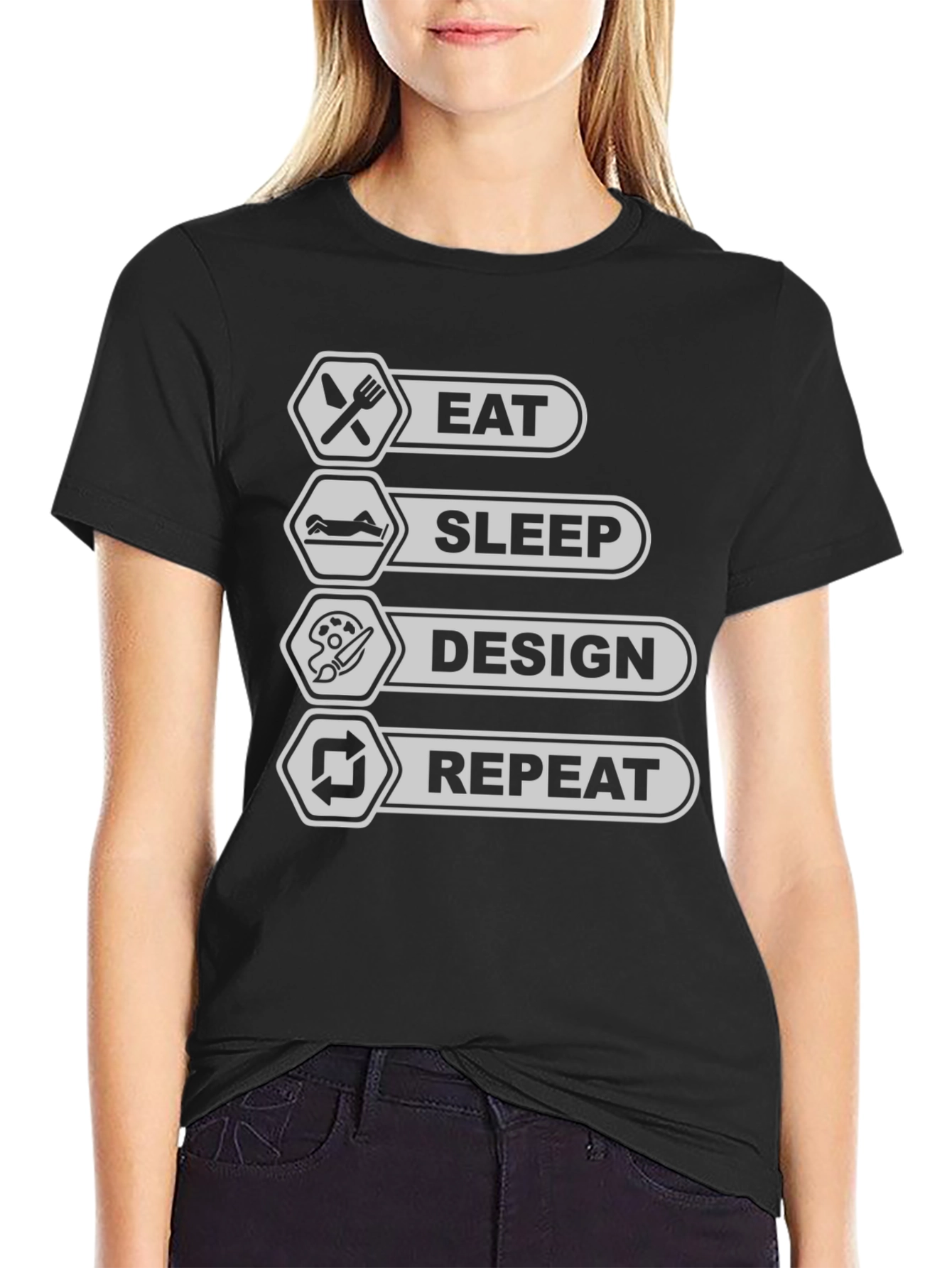 Eat Sleep Design Repeat Black T-Shirt