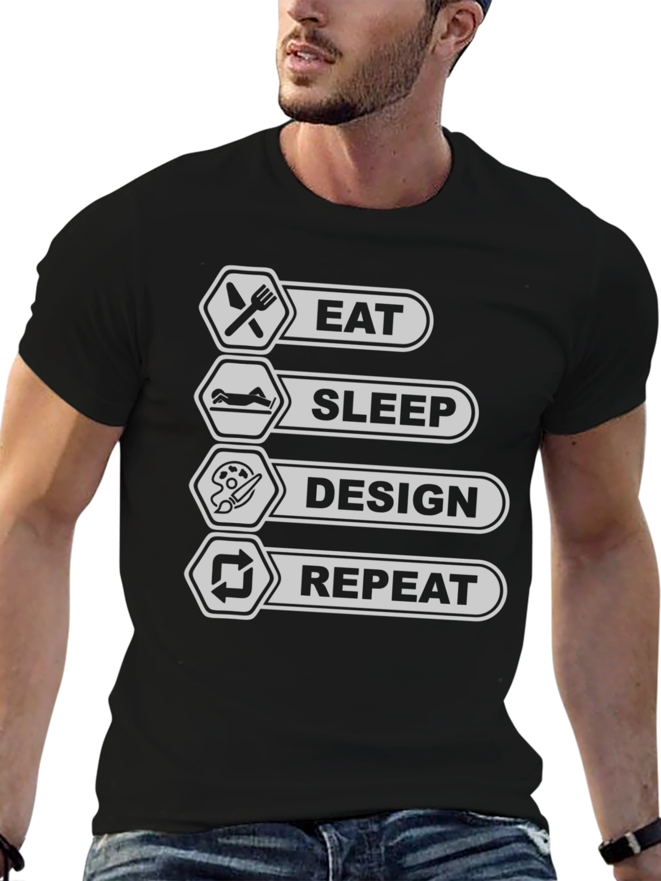 Eat Sleep Design Repeat Black T-Shirt