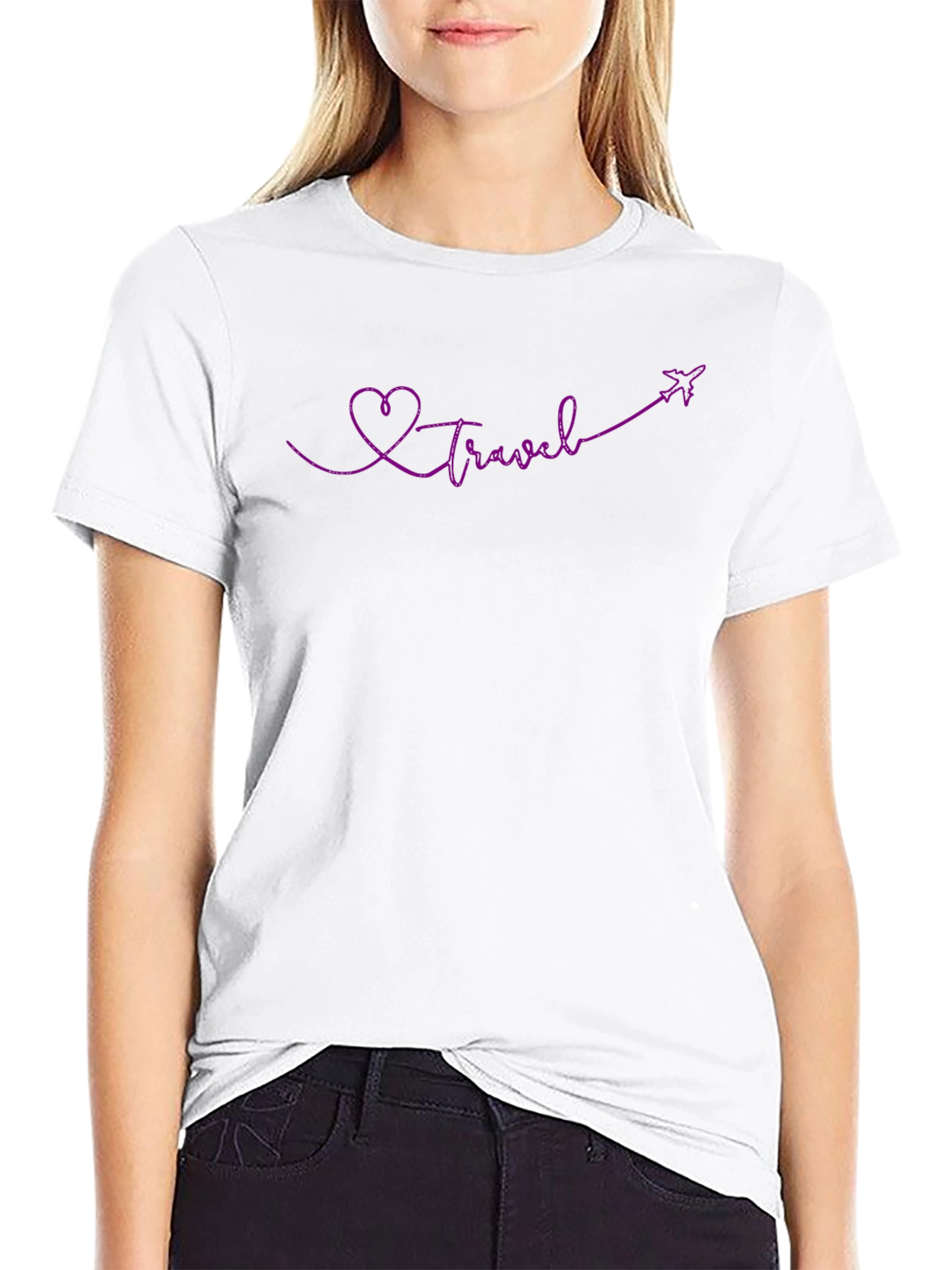 Travel Heart Plane Graphic Tee - Soft Cotton Shirt