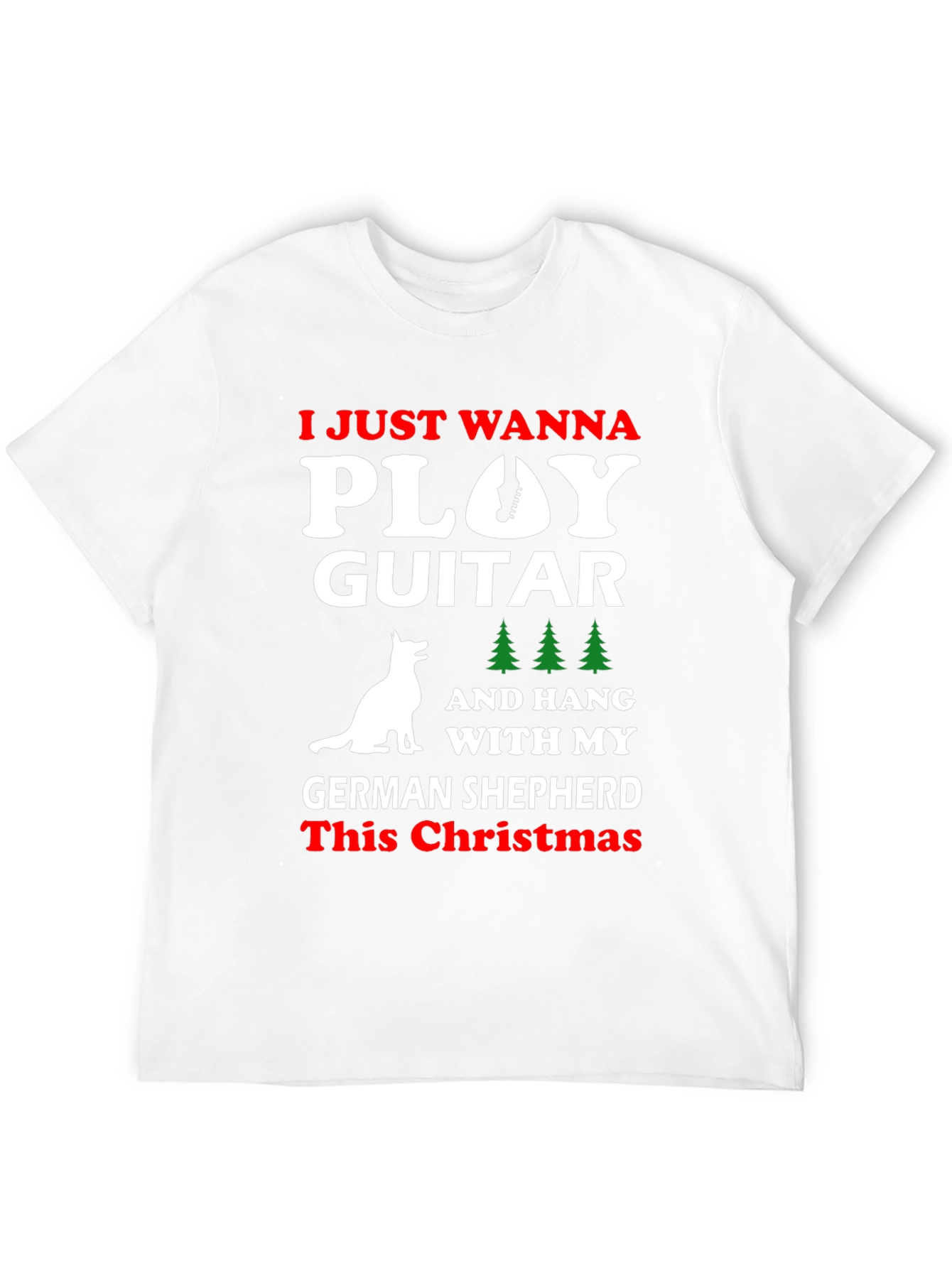 German Shepherd Christmas Guitar T-Shirt