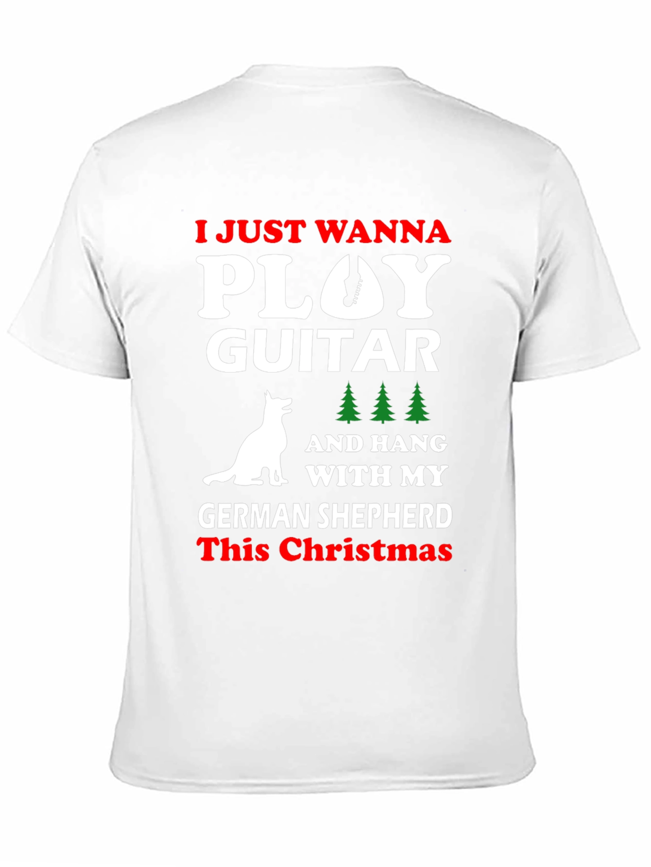 German Shepherd Christmas Guitar T-Shirt
