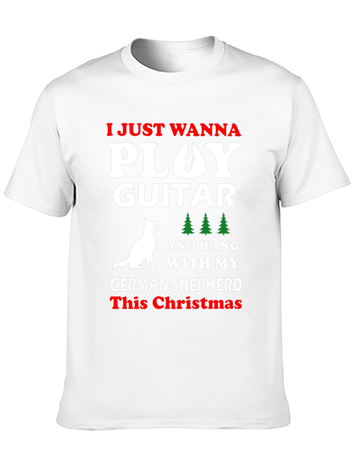 German Shepherd Christmas Guitar T-Shirt