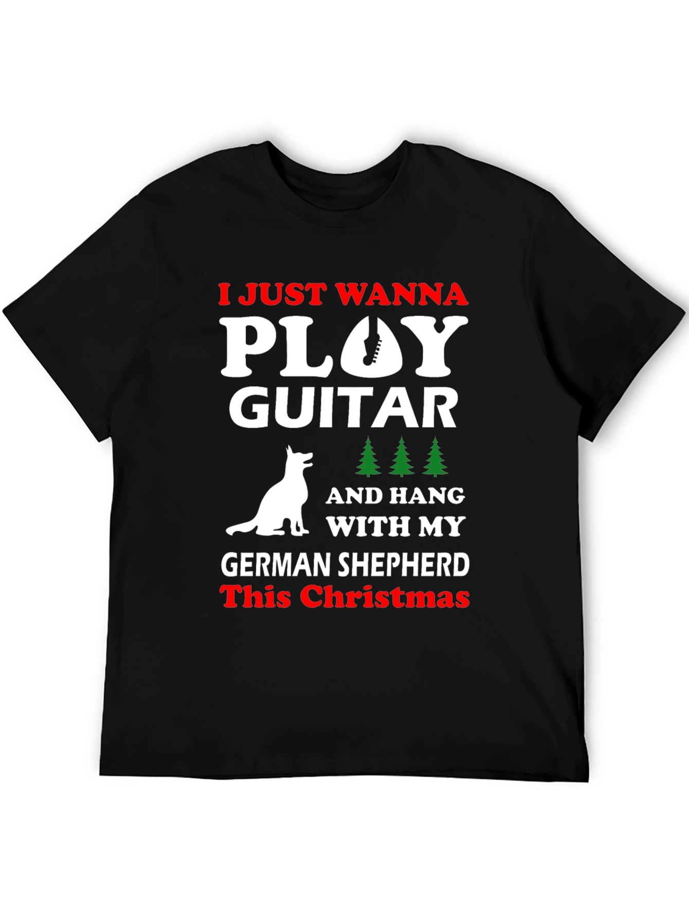 German Shepherd Christmas Guitar T-Shirt