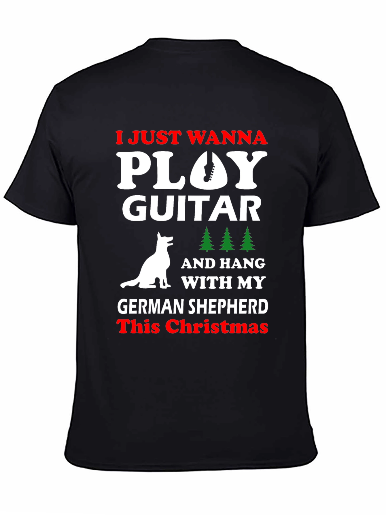 German Shepherd Christmas Guitar T-Shirt