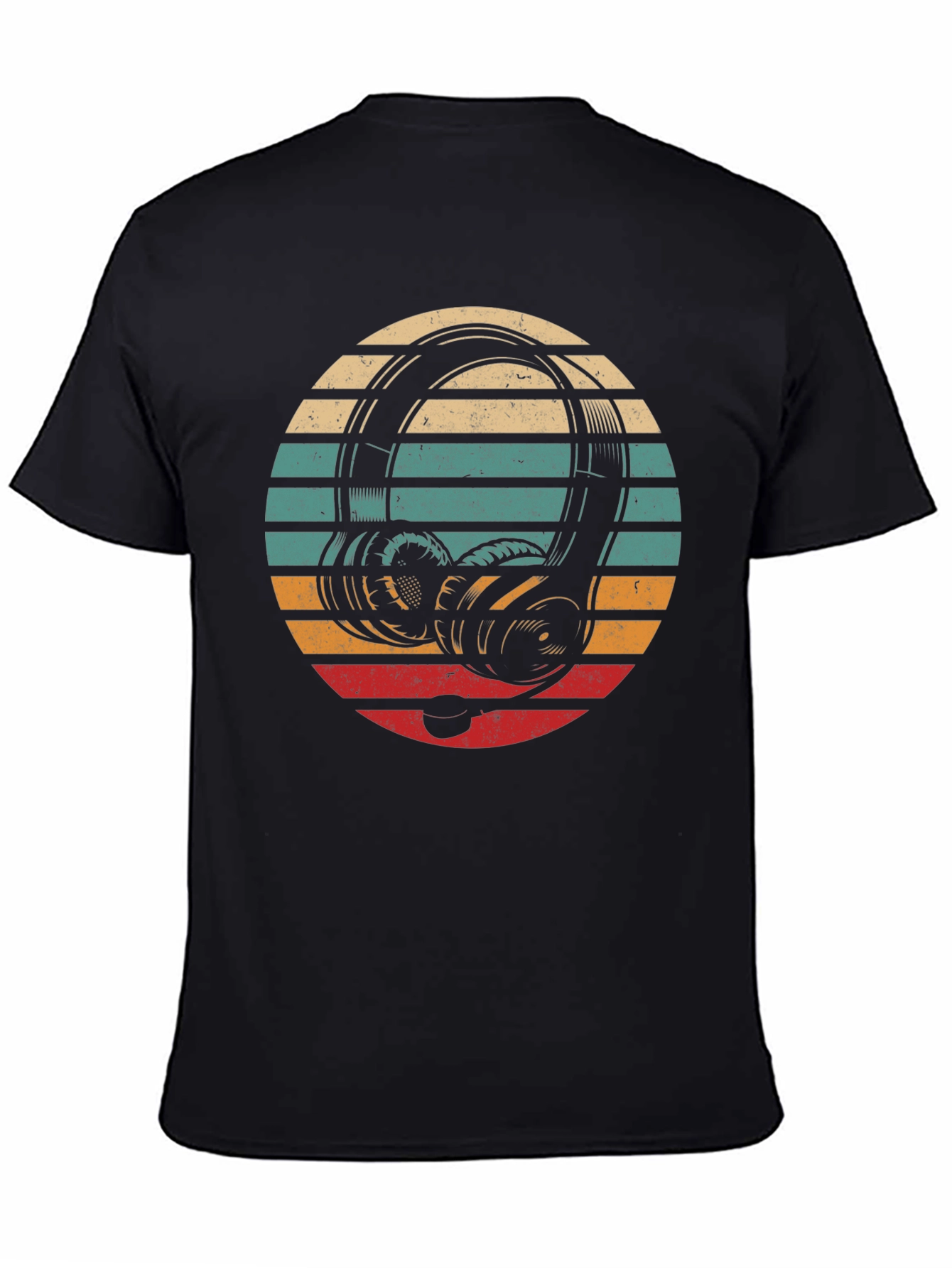 Retro Headphones Graphic Black Tee
