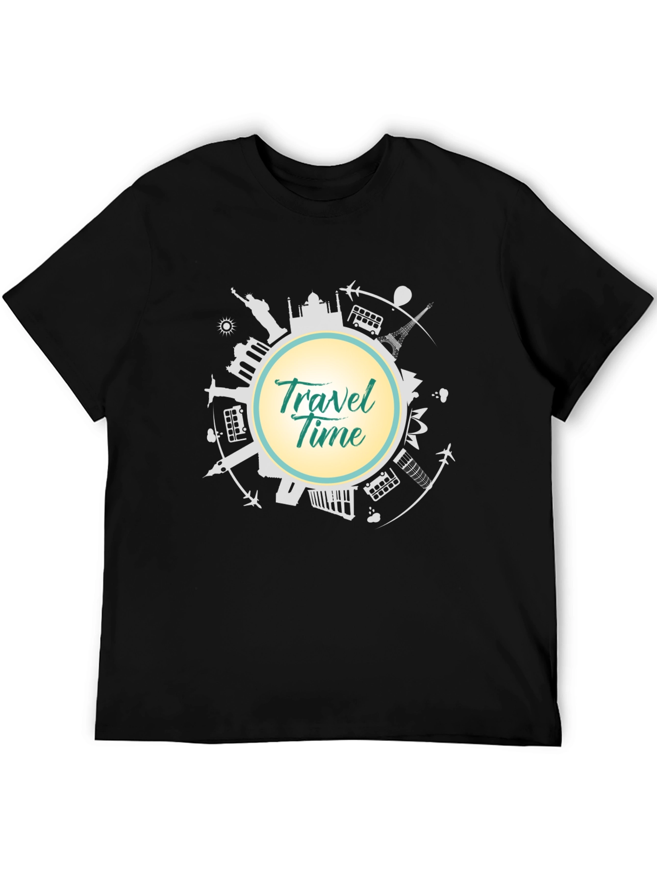 Travel Time T-Shirt - Black Graphic Tee