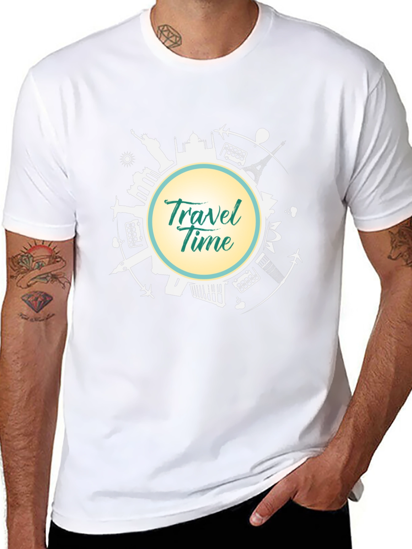 Travel Time T-Shirt - Black Graphic Tee