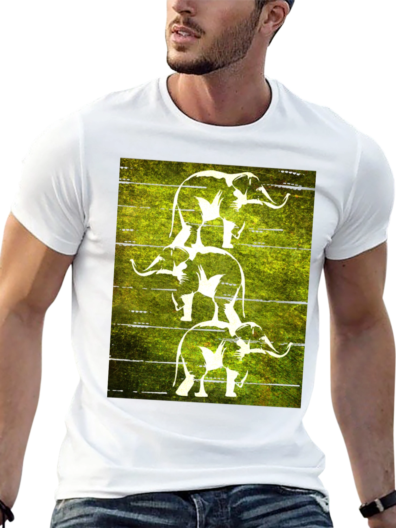 Stacked Elephant Graphic Tee - Black Cotton T-Shirt