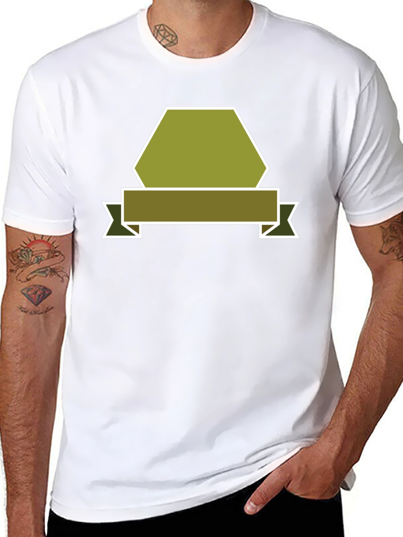 Olive Badge Graphic Tee - Modern Casual Style