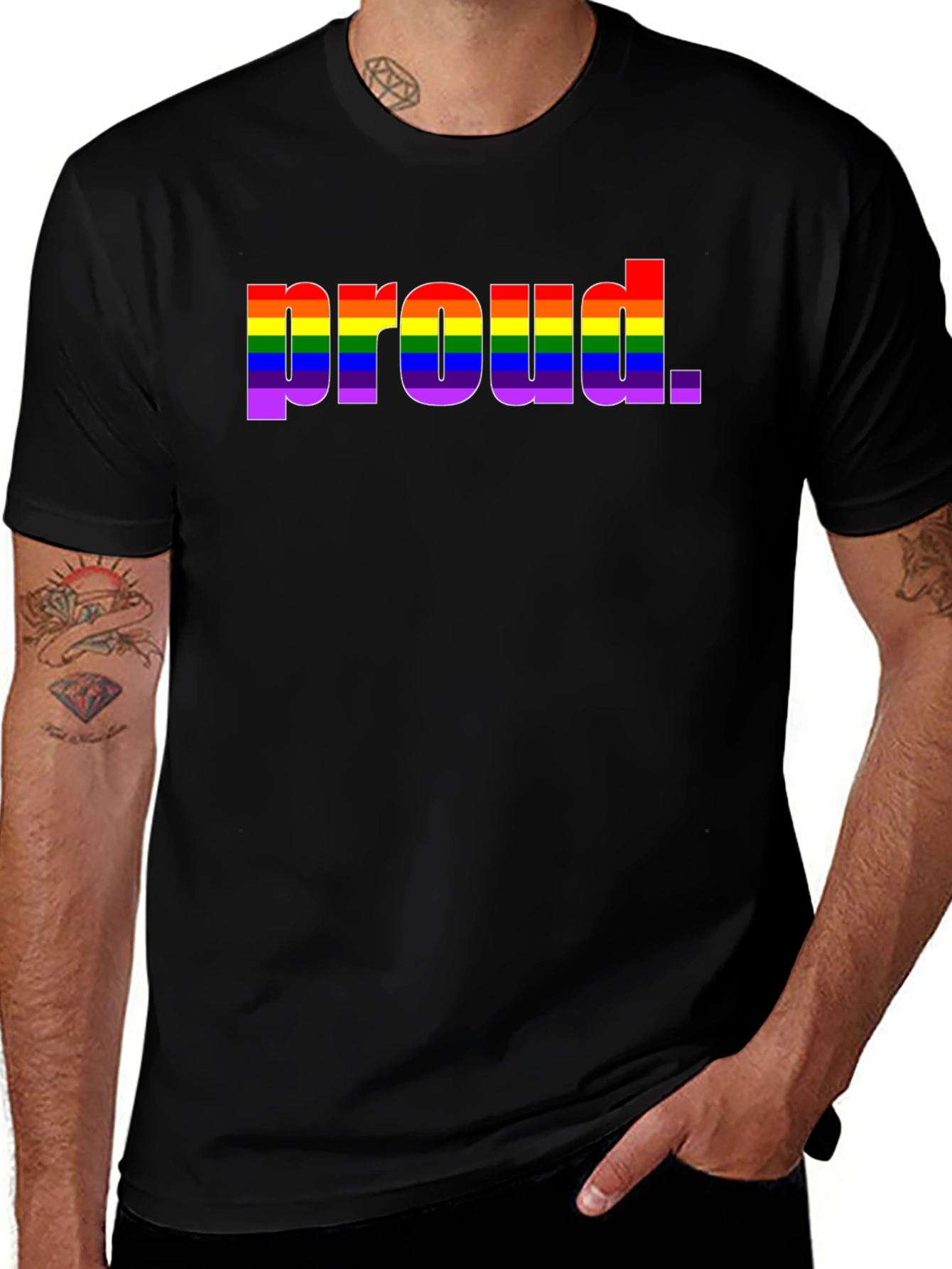 Pride Rainbow Proud Black T-Shirt