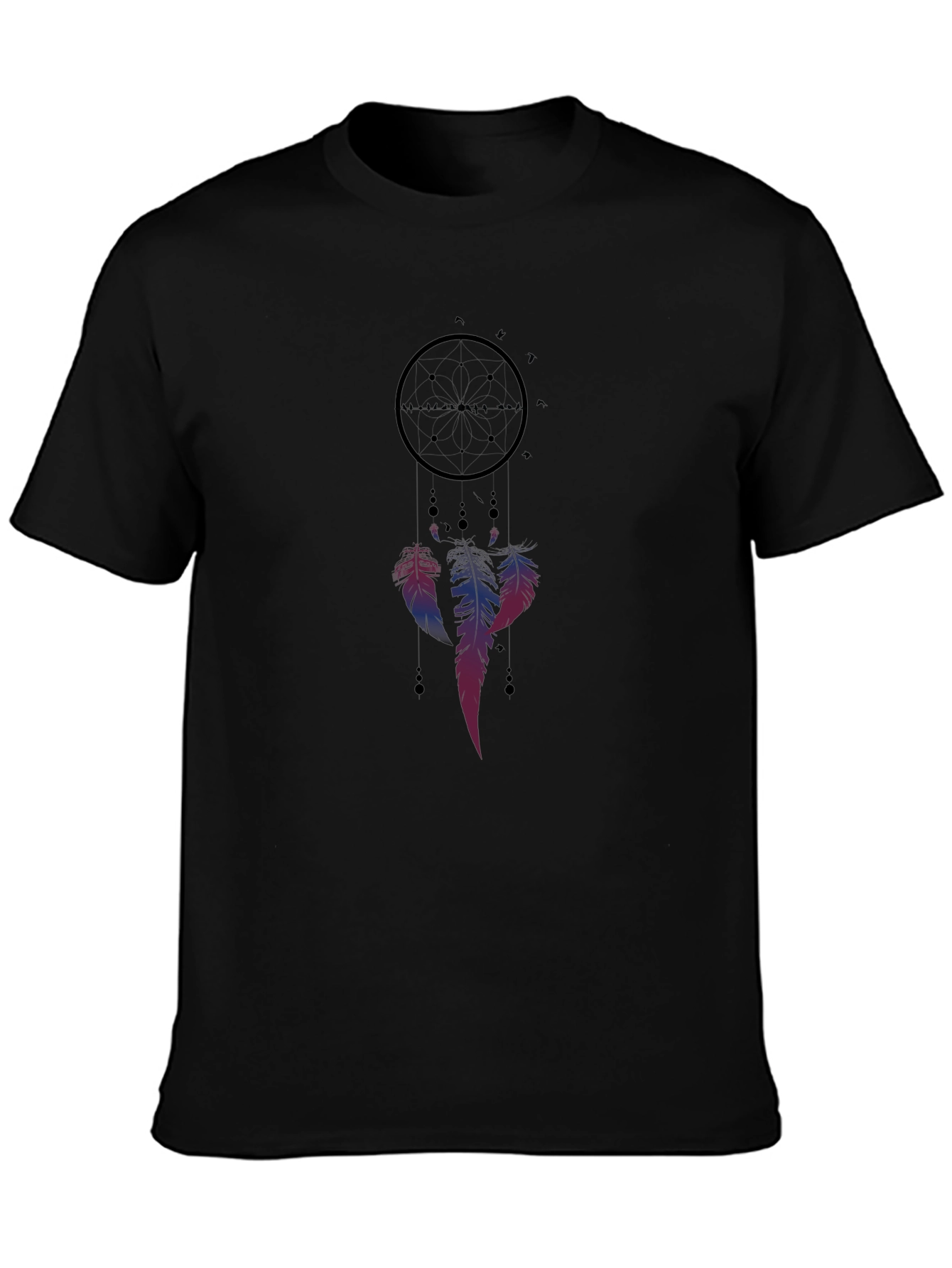 Dreamcatcher Graphic Tee - Black Cotton Blend Casual Shirt