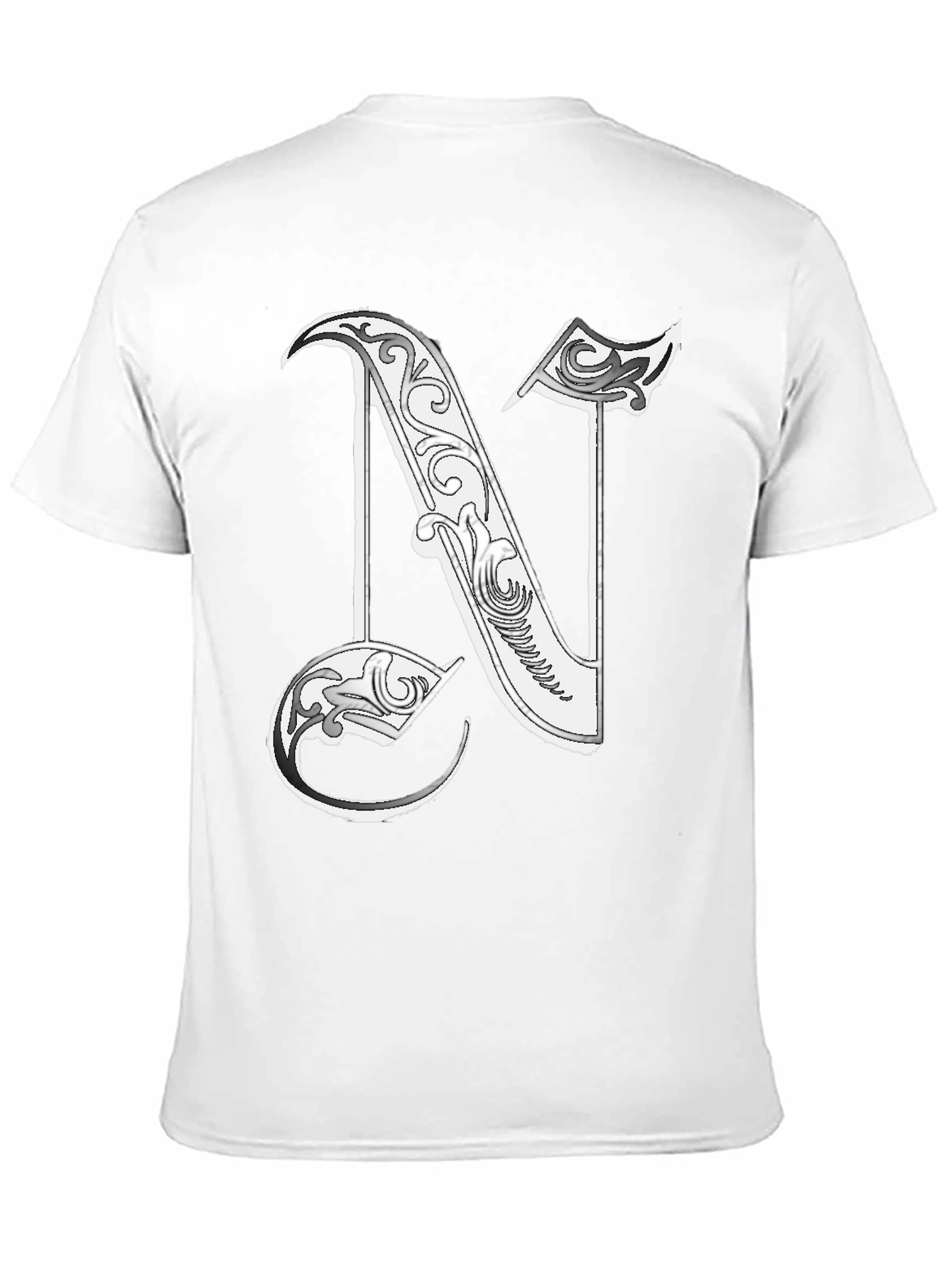 Letter N Graphic T-Shirt - Black