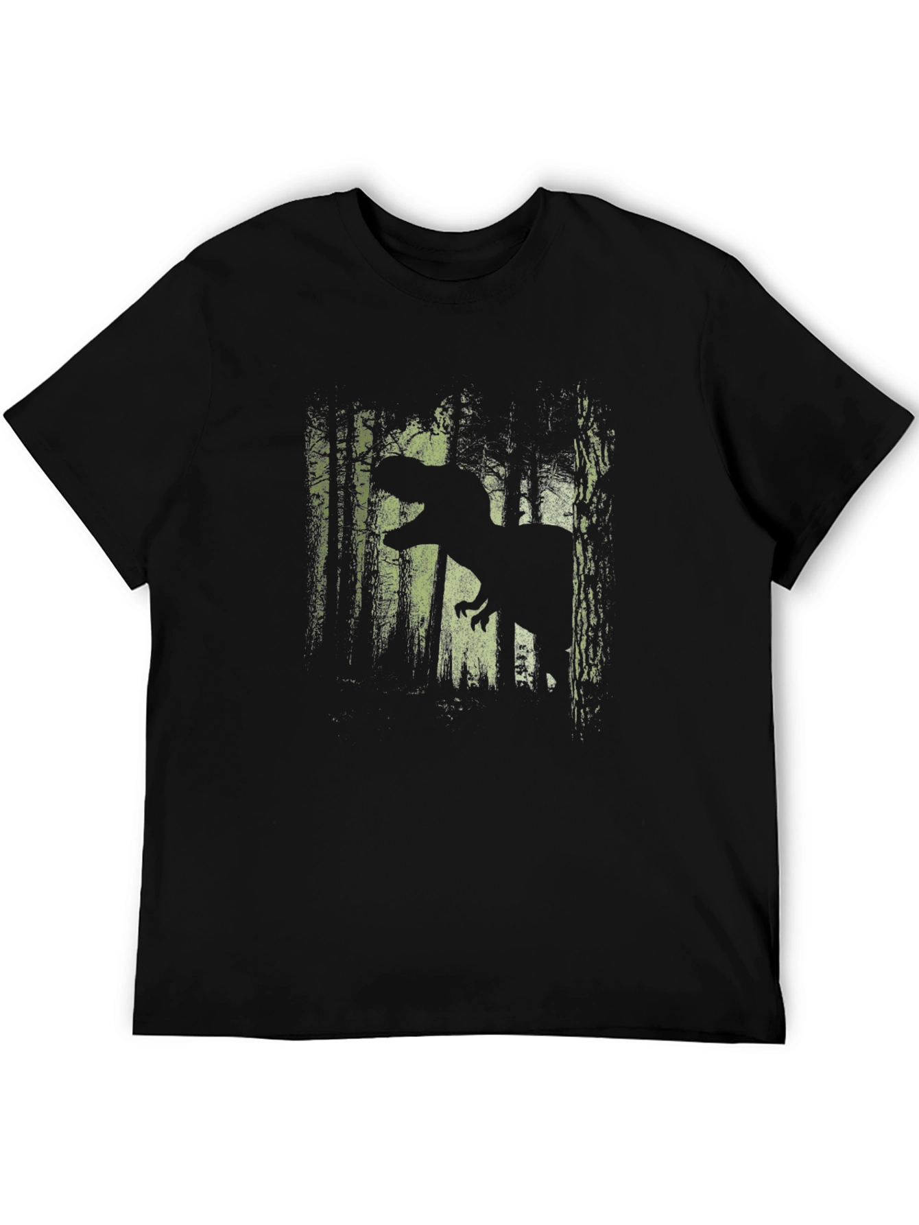 Dinosaur Forest Graphic Tee - Black Cotton T-Shirt