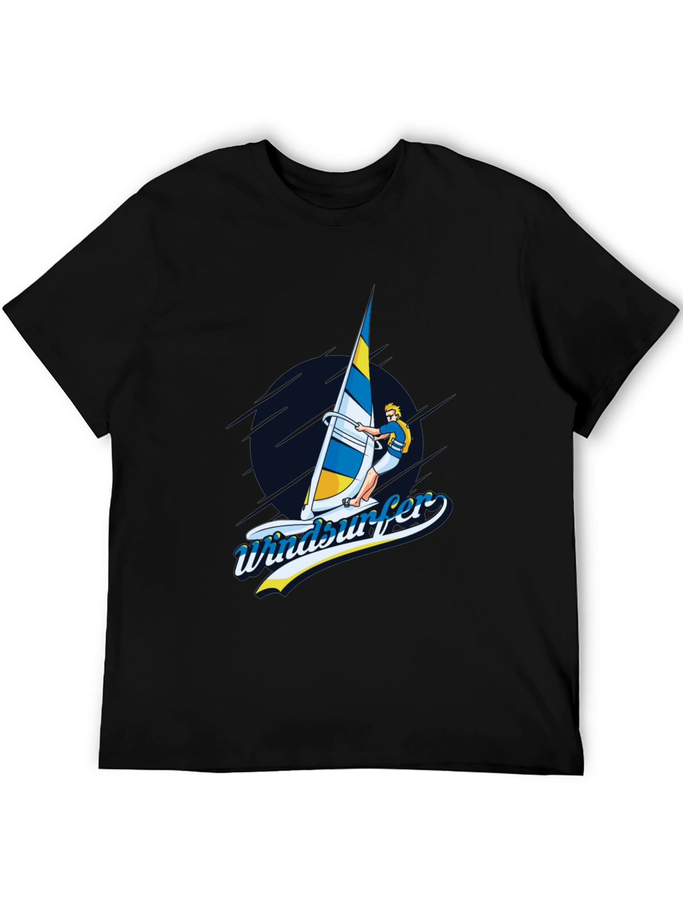 Windsurfer Graphic T-Shirt Black Cotton Tee