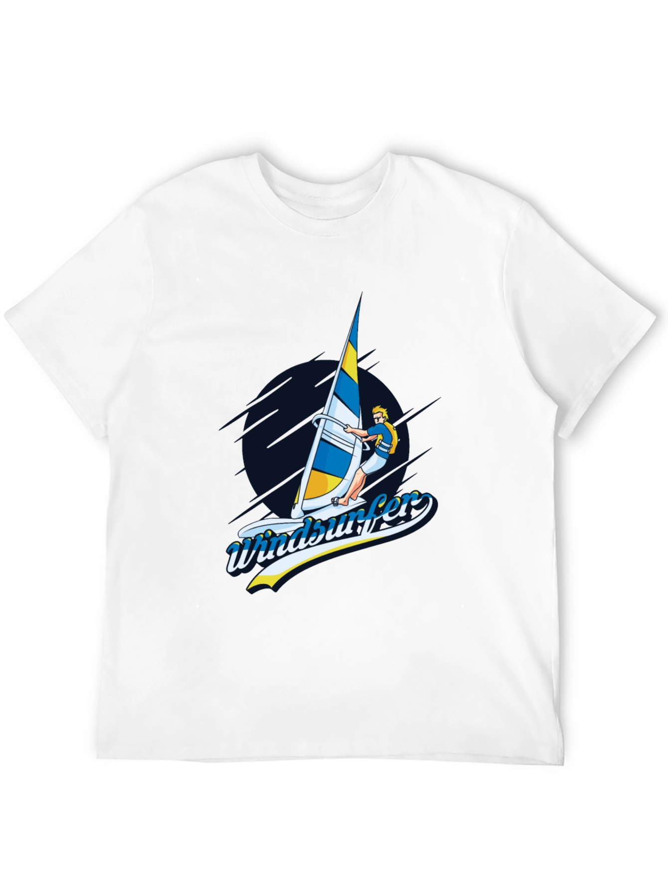 Windsurfer Graphic T-Shirt Black Cotton Tee
