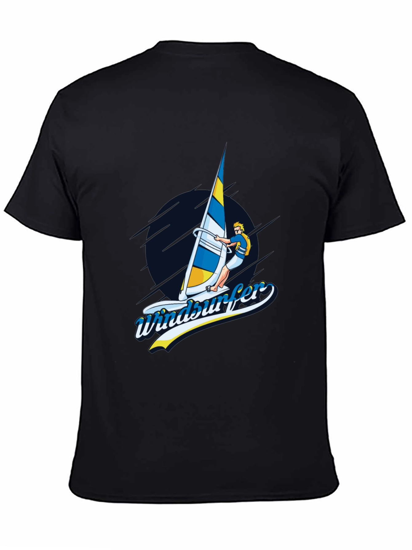 Windsurfer Graphic T-Shirt Black Cotton Tee