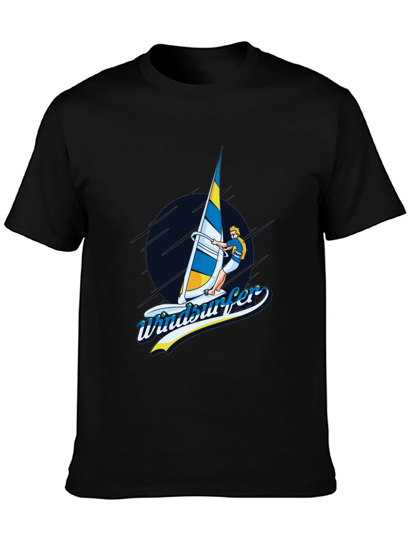 Windsurfer Graphic T-Shirt Black Cotton Tee
