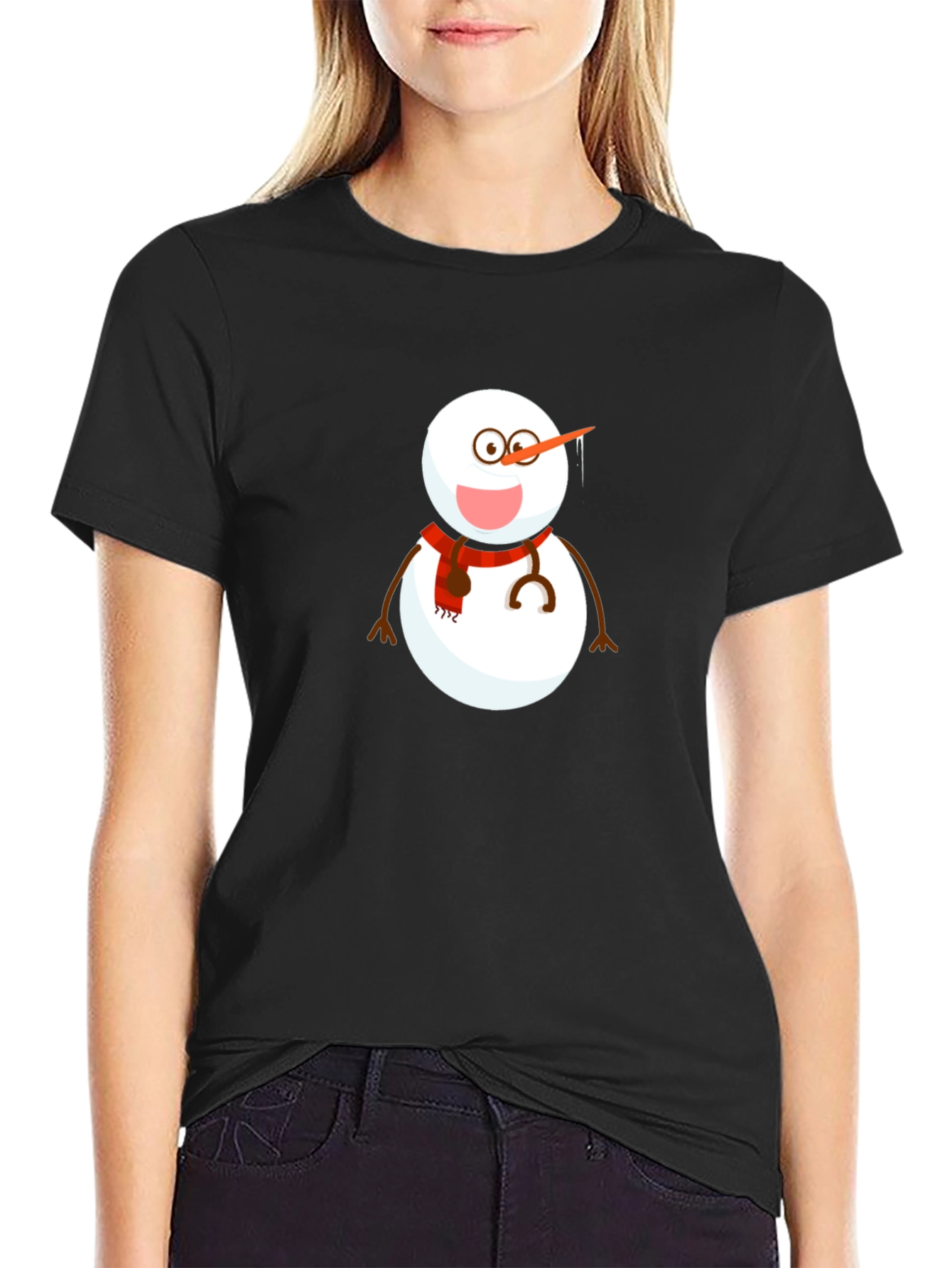 Snowman Doctor Graphic Tee - Black Cotton Blend
