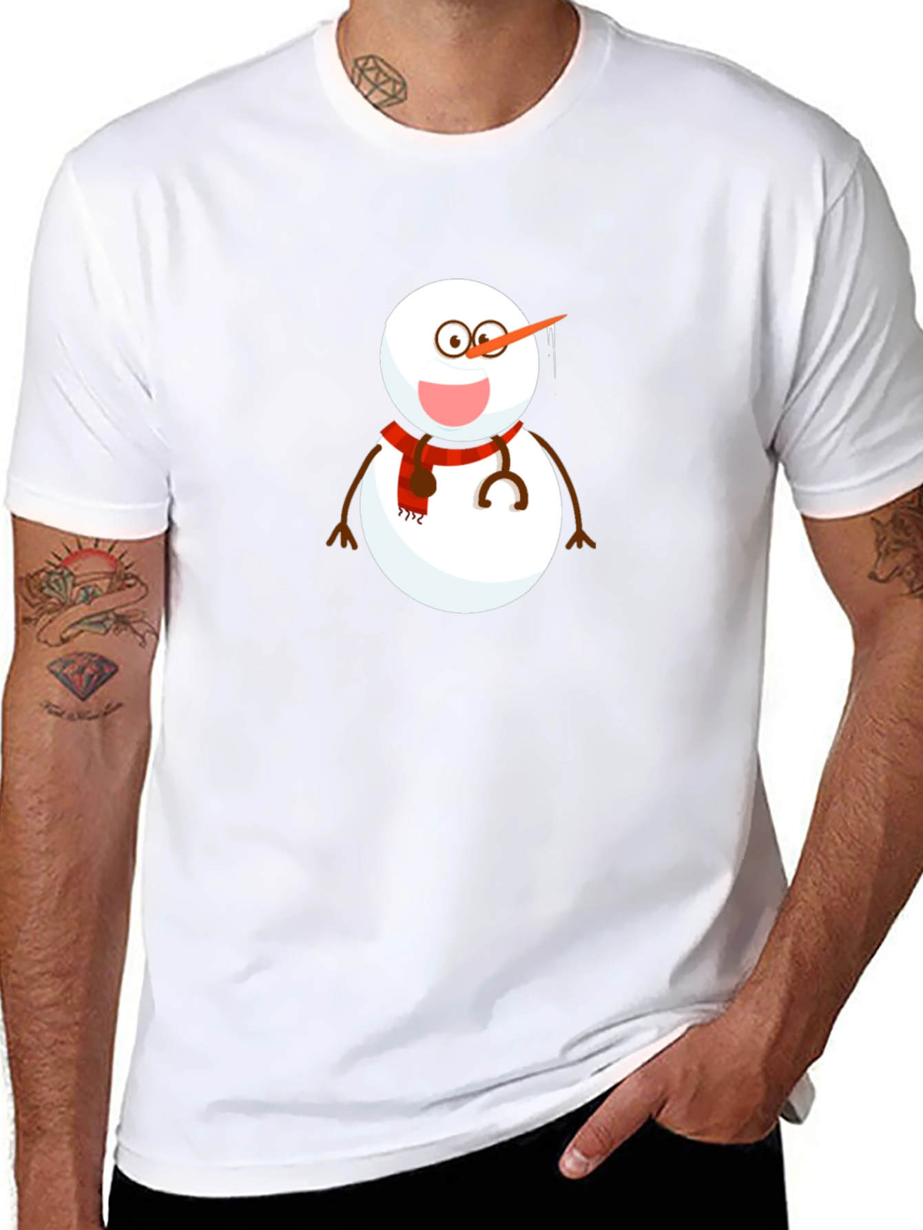 Snowman Doctor Graphic Tee - Black Cotton Blend