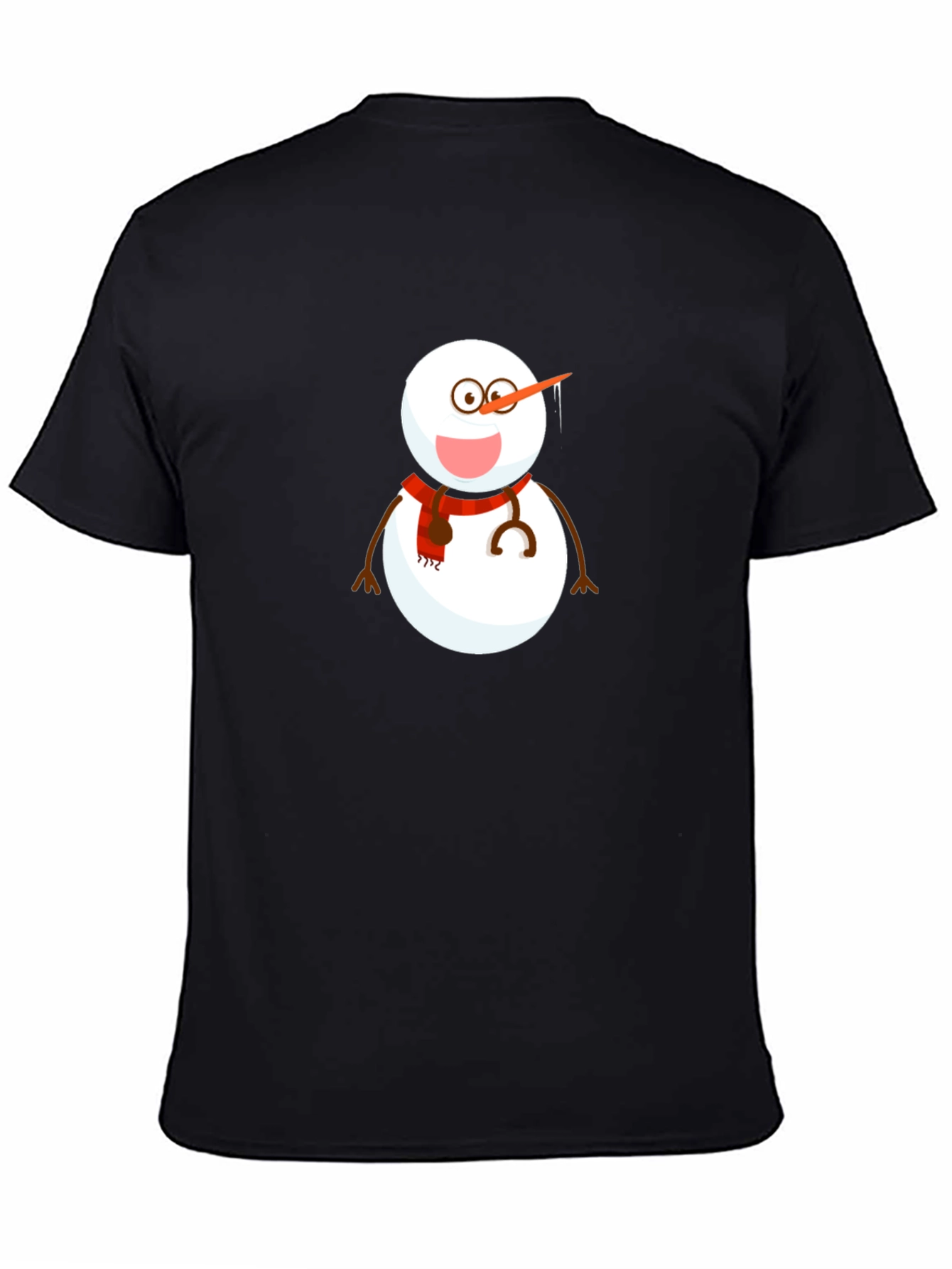 Snowman Doctor Graphic Tee - Black Cotton Blend