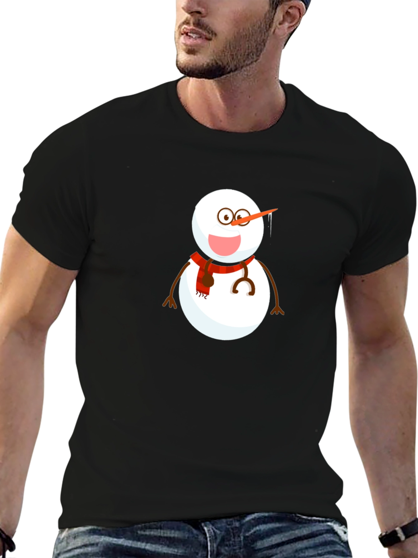 Snowman Doctor Graphic Tee - Black Cotton Blend