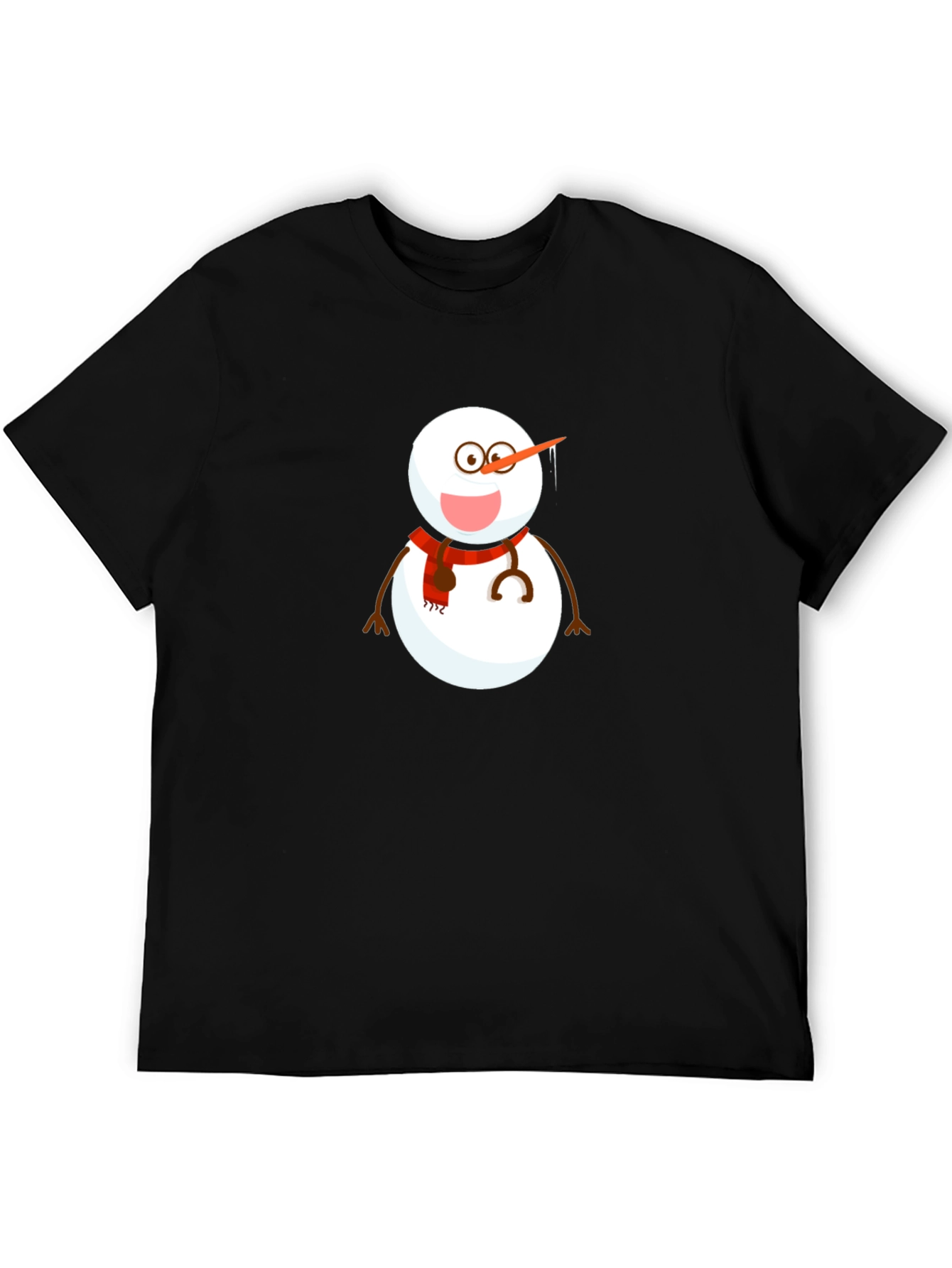 Snowman Doctor Graphic Tee - Black Cotton Blend