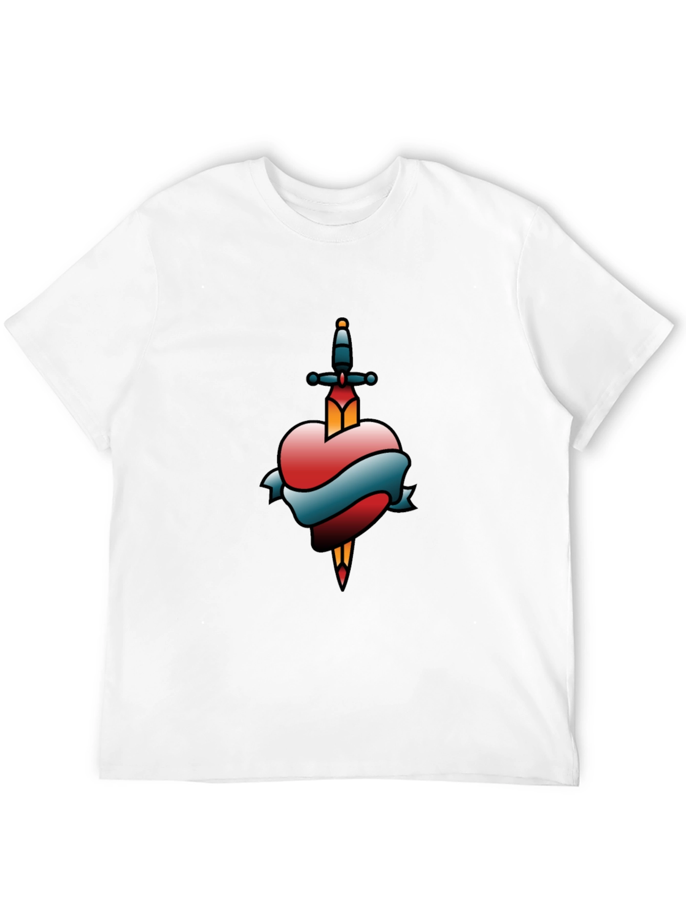Heart & Dagger Tattoo Style Graphic T-Shirt