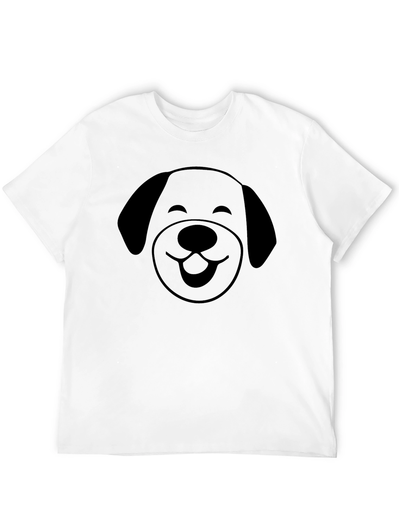 Cute Dog Face Graphic T-Shirt - Black