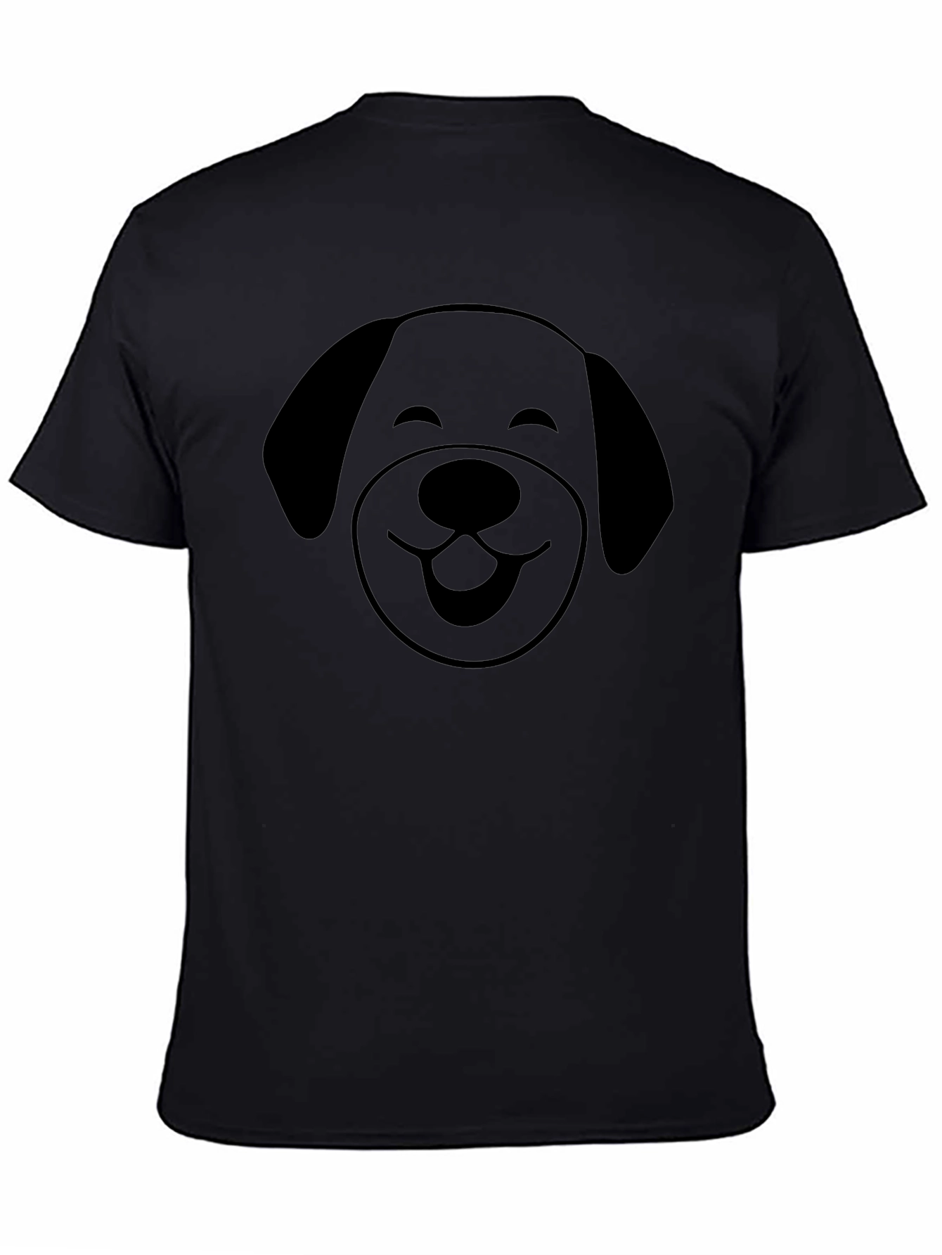 Cute Dog Face Graphic T-Shirt - Black