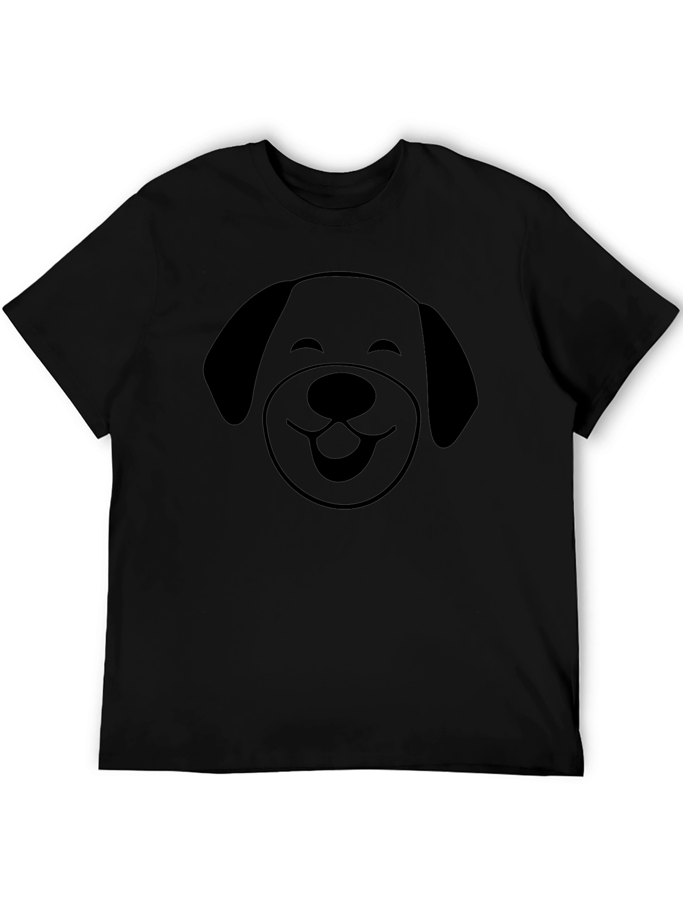 Cute Dog Face Graphic T-Shirt - Black