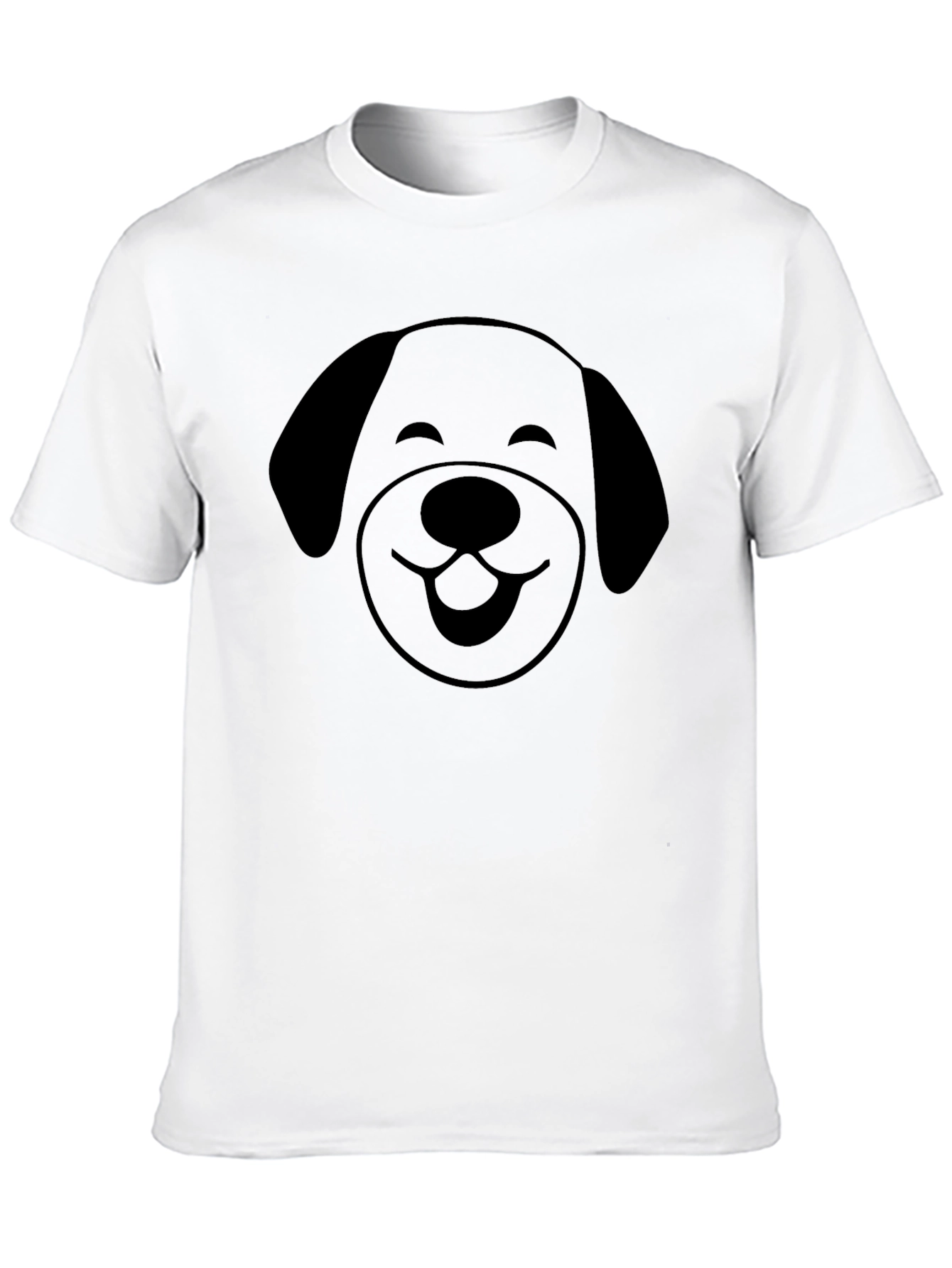 Cute Dog Face Graphic T-Shirt - Black